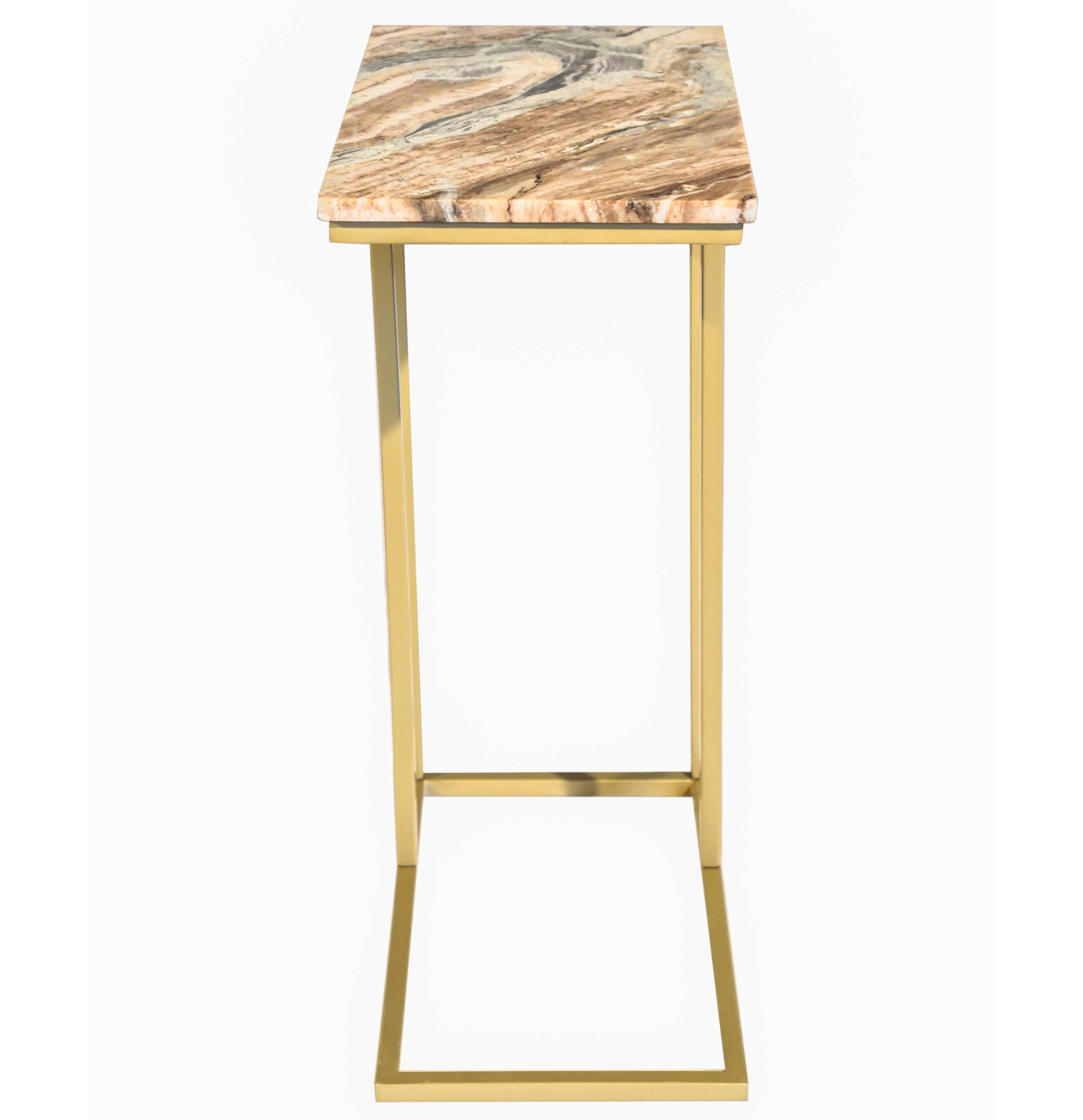 Marble "C" Table With Gold Metal Frame - Image 3