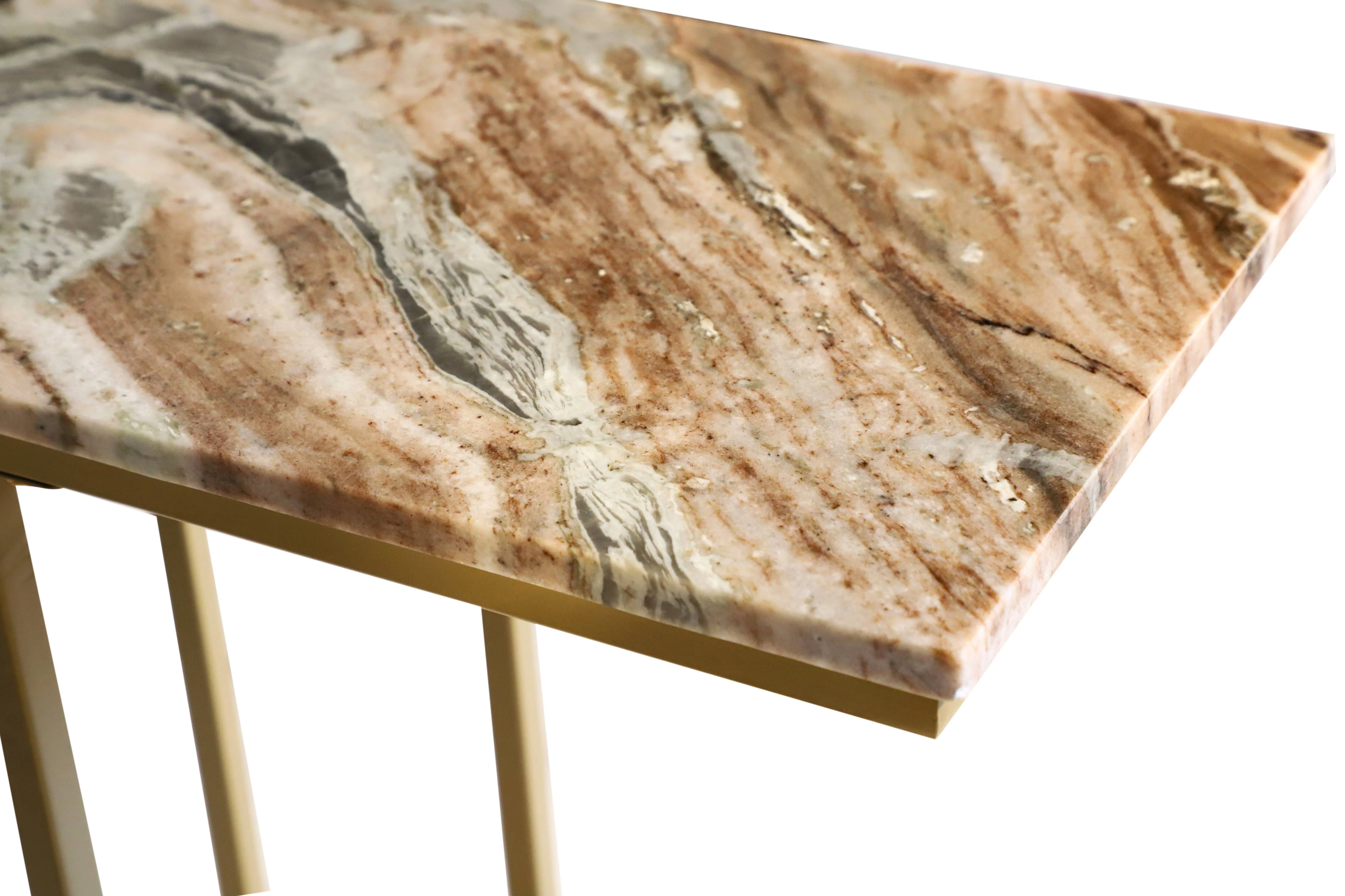Marble "C" Table With Gold Metal Frame - Image 4