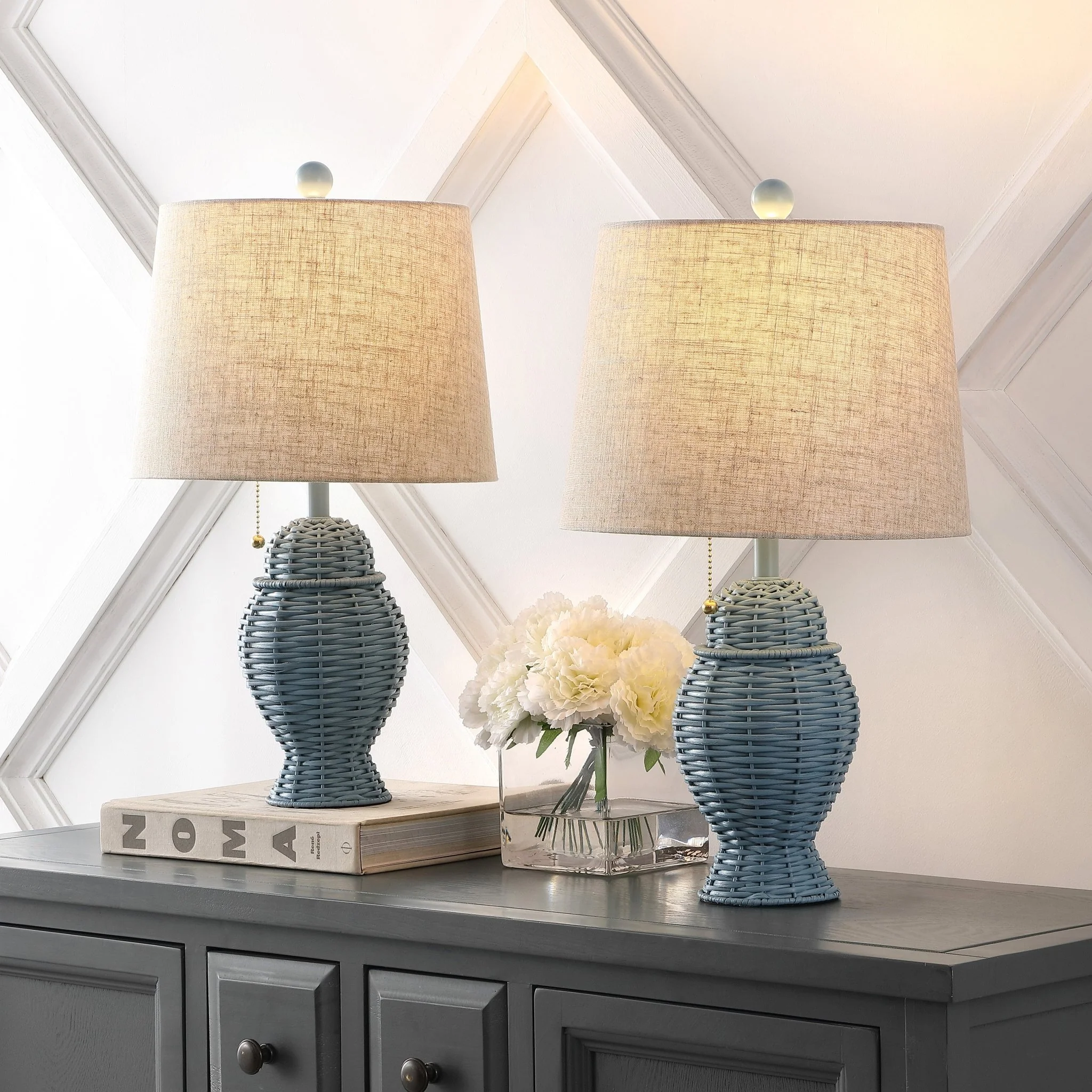 Margie Wicker Bohemian Rustic Iron LED Table Lamp - Image 9