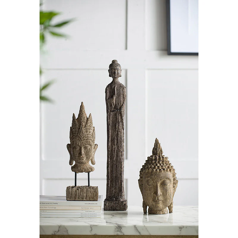Meditating Buddha Head Sculpture, Large - Image 13