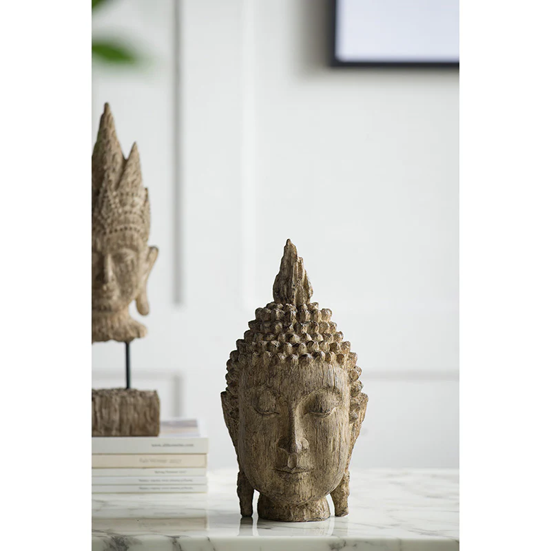 Meditating Buddha Head Sculpture, Large - Image 6
