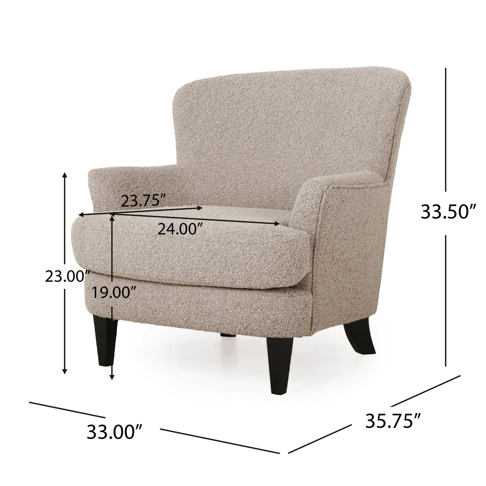 Melodique Boucle Fabric Upholstered Club Chair with Tapered Legs - Image 18