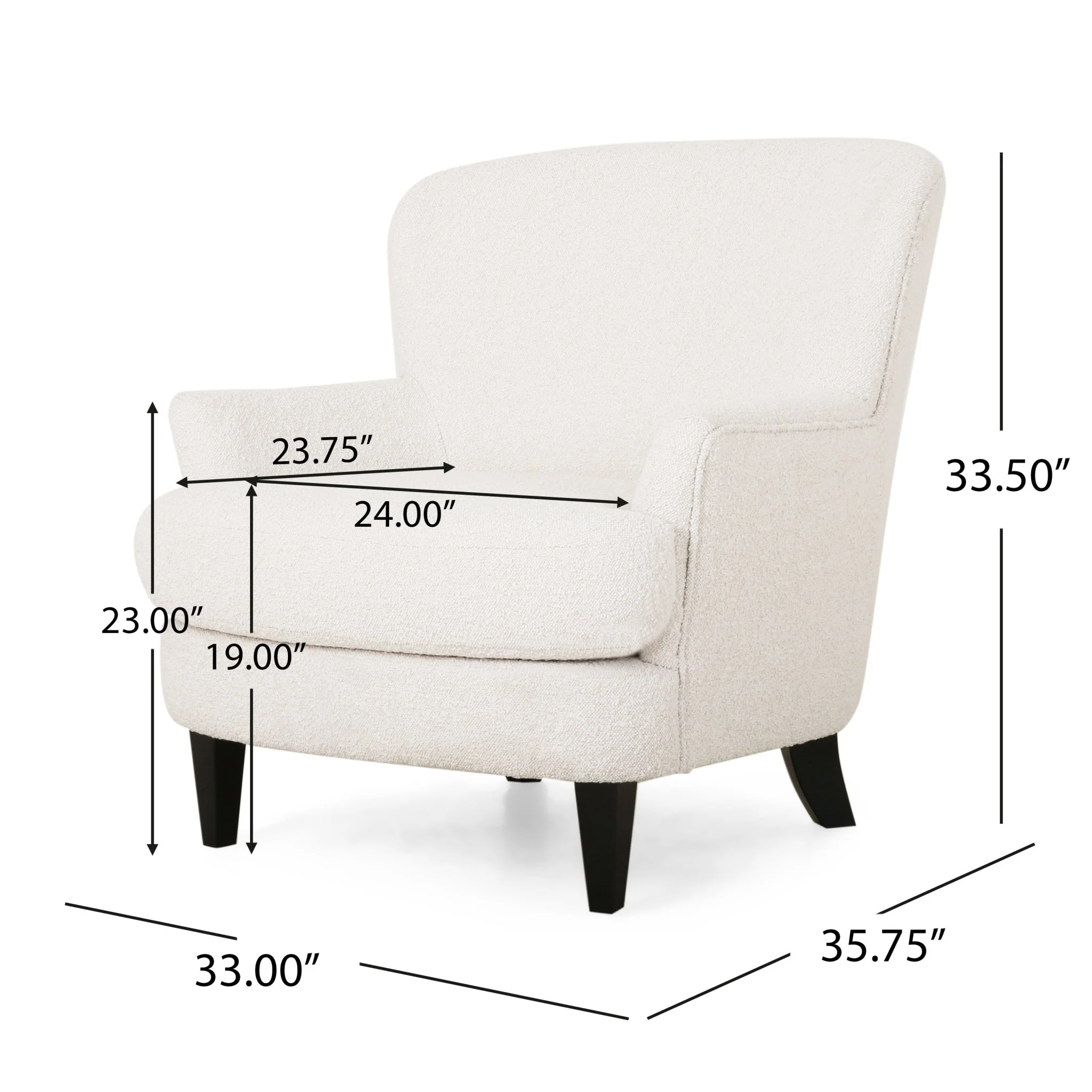Melodique Boucle Fabric Upholstered Club Chair with Tapered Legs - Image 8
