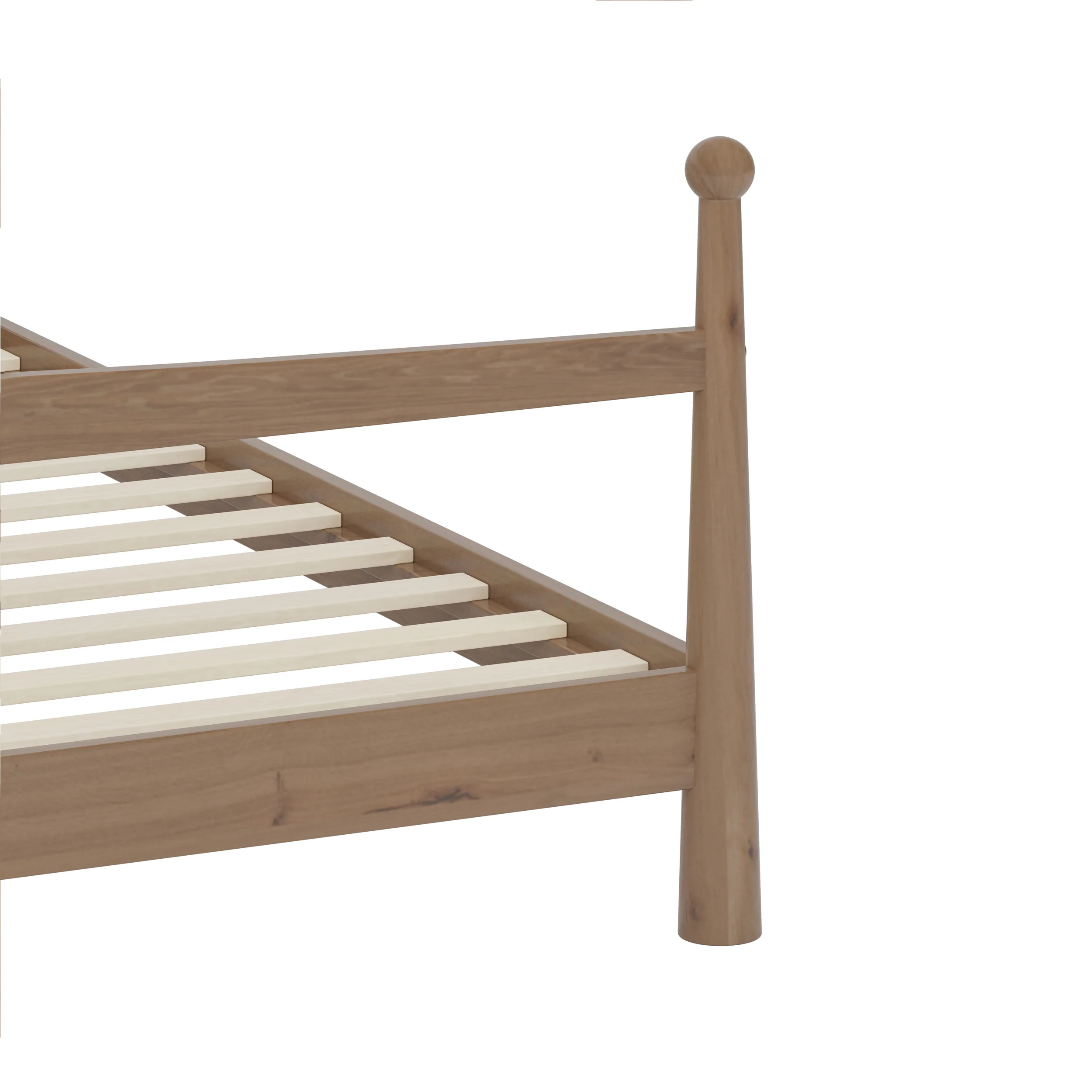 Mid-Century Modern Wood Platform Bed with Upholstered Headboard - Image 8