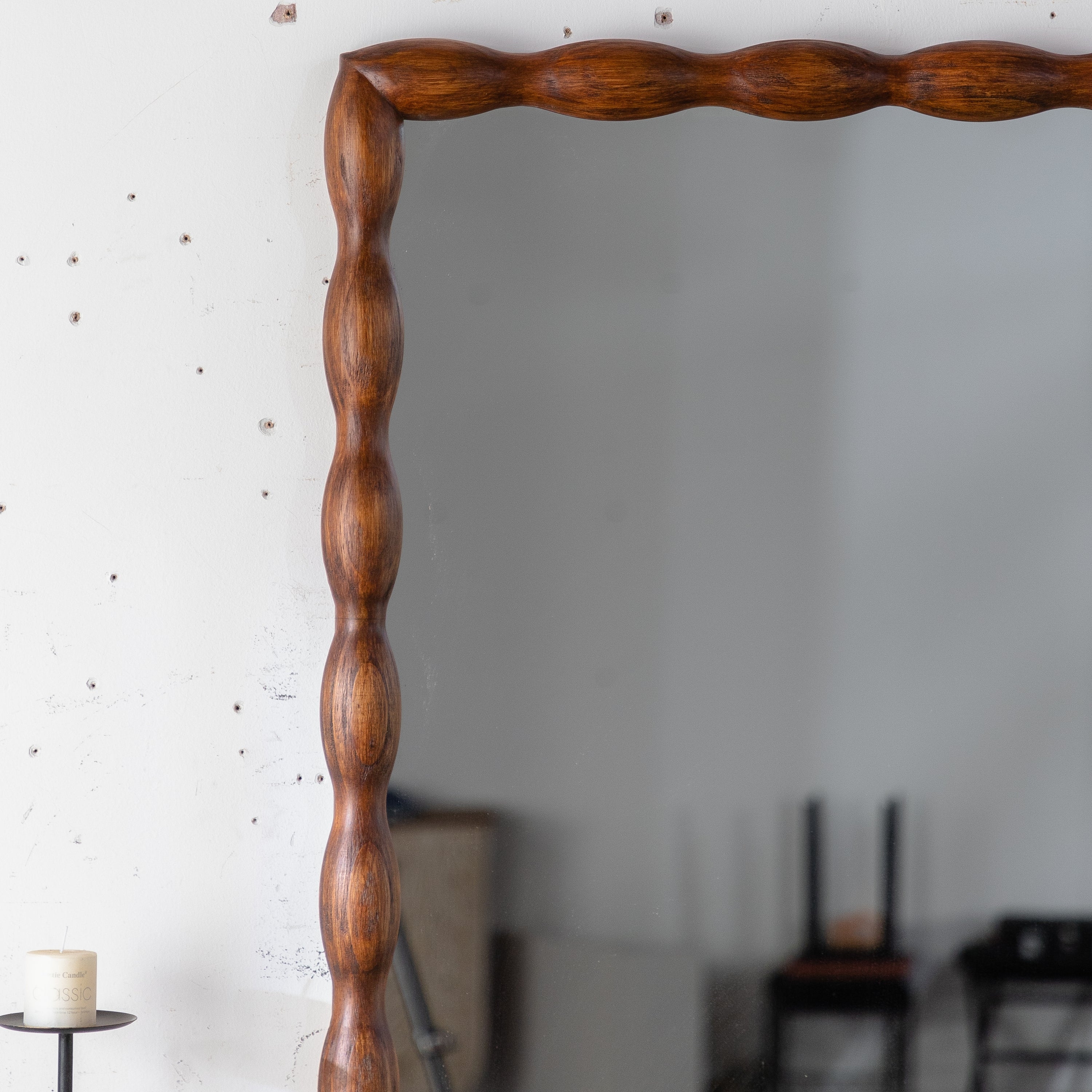 Mid-Century Modern Mirror with Solid Wood Frame - Image 3