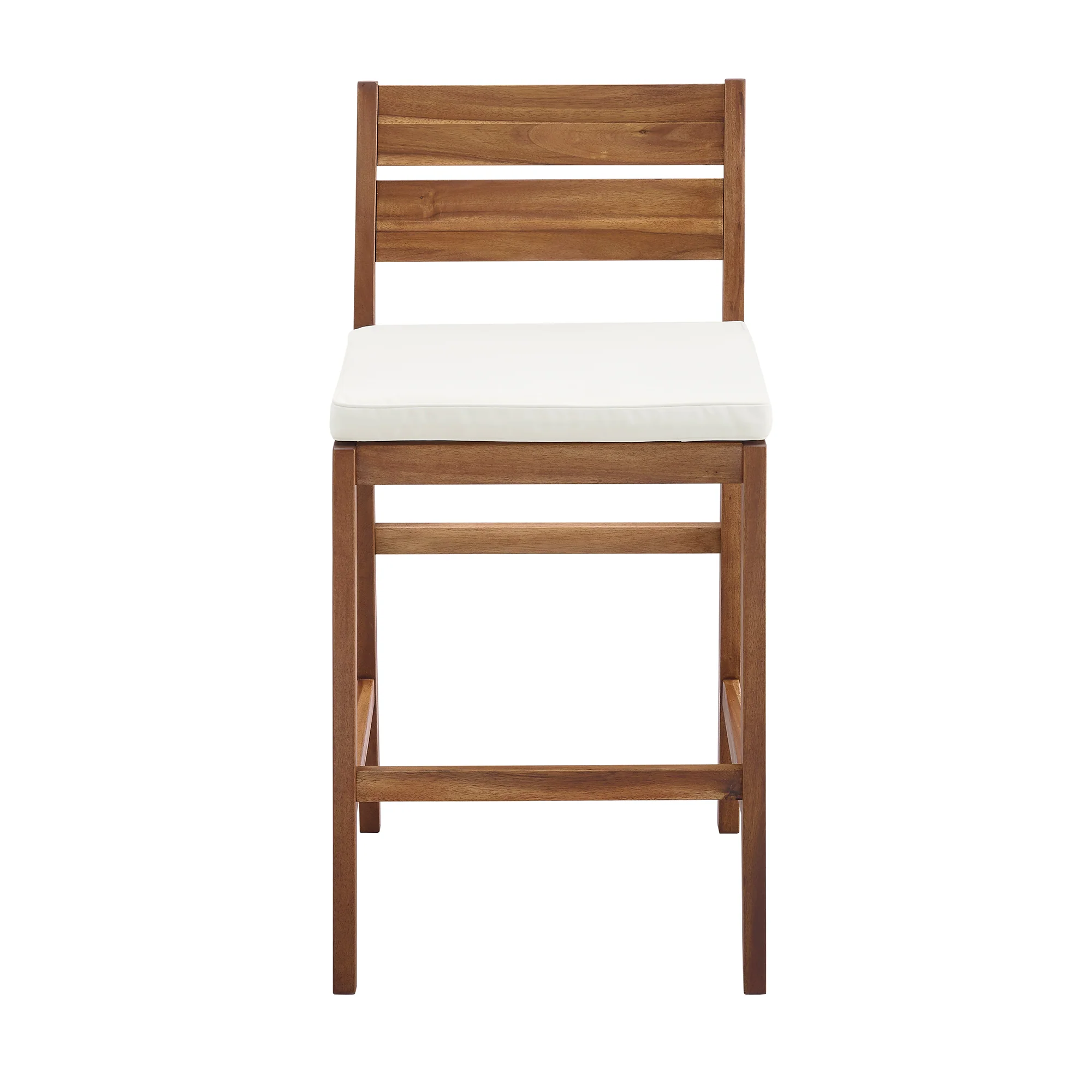 Solid Acacia Wood Counter Stools with Cushion, Set of 2 - Image 3