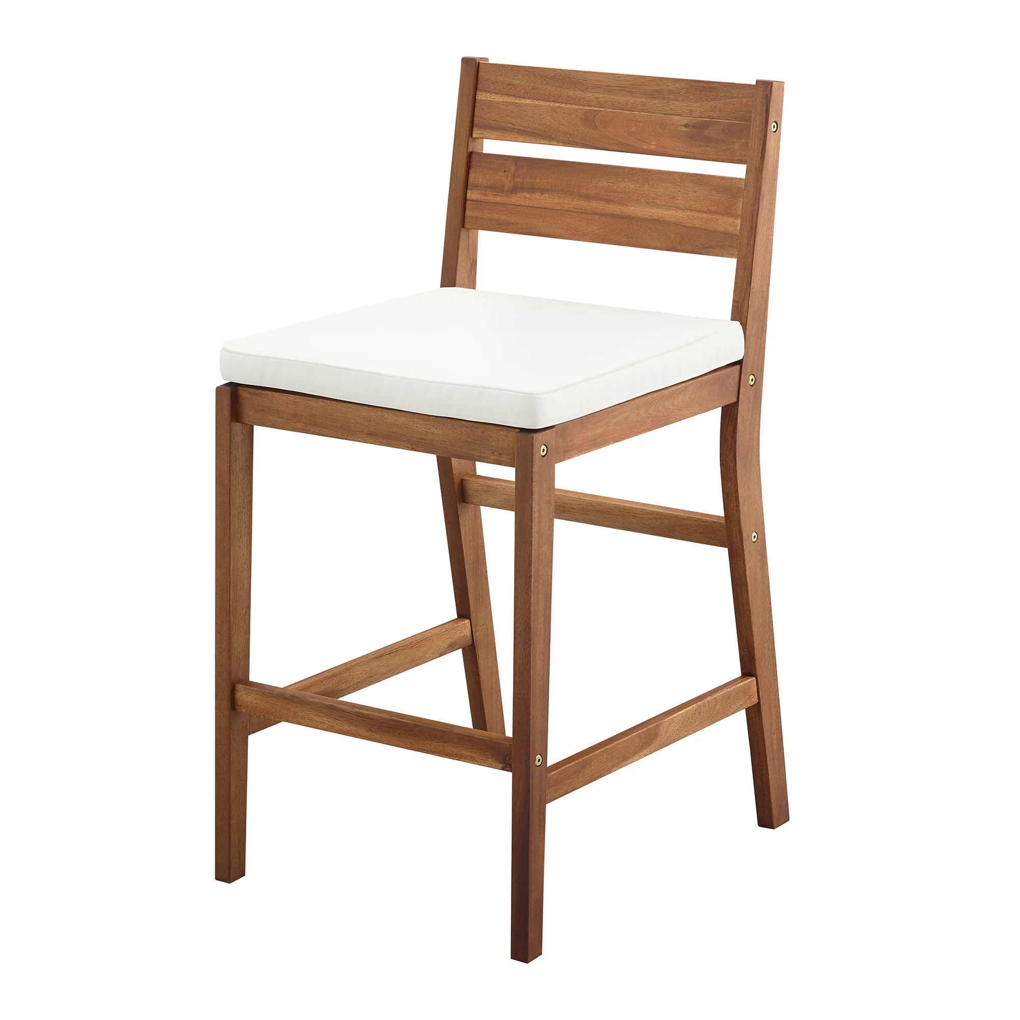 Solid Acacia Wood Counter Stools with Cushion, Set of 2 - Image 4
