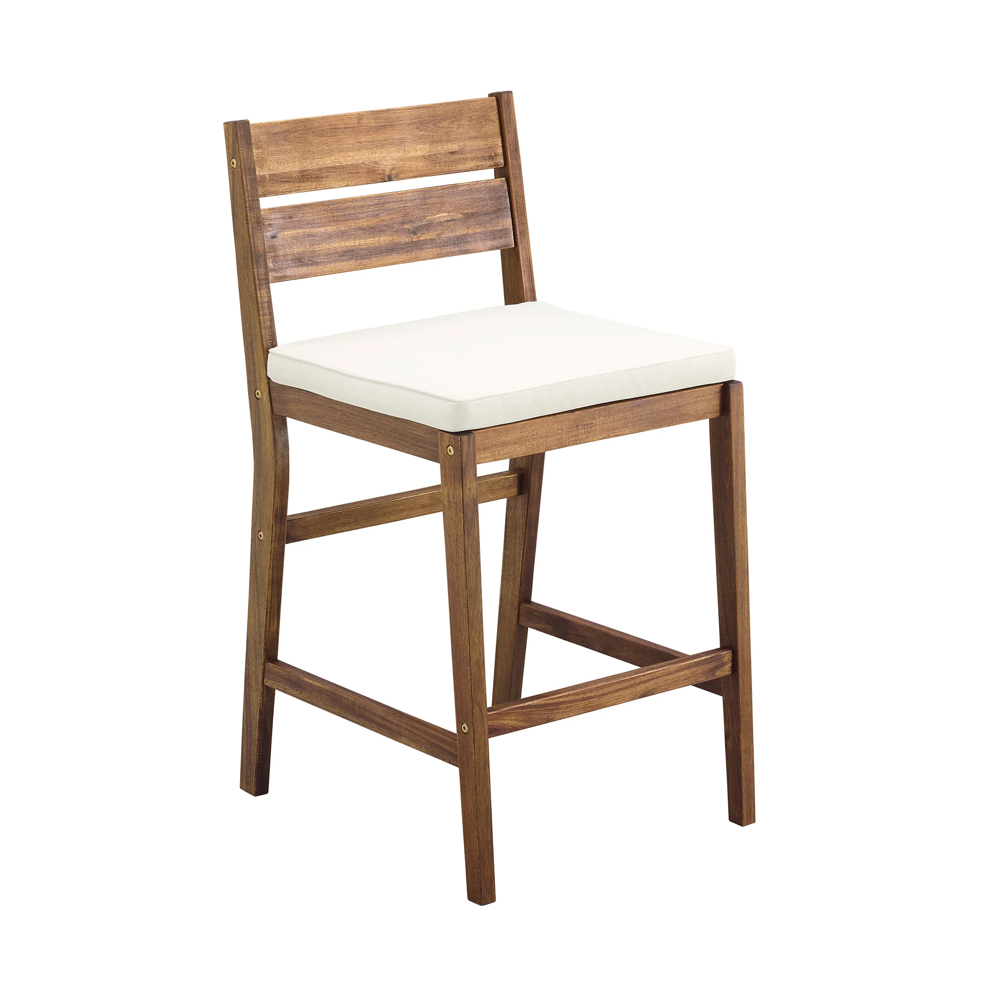 Solid Acacia Wood Counter Stools with Cushion, Set of 2 - Image 7