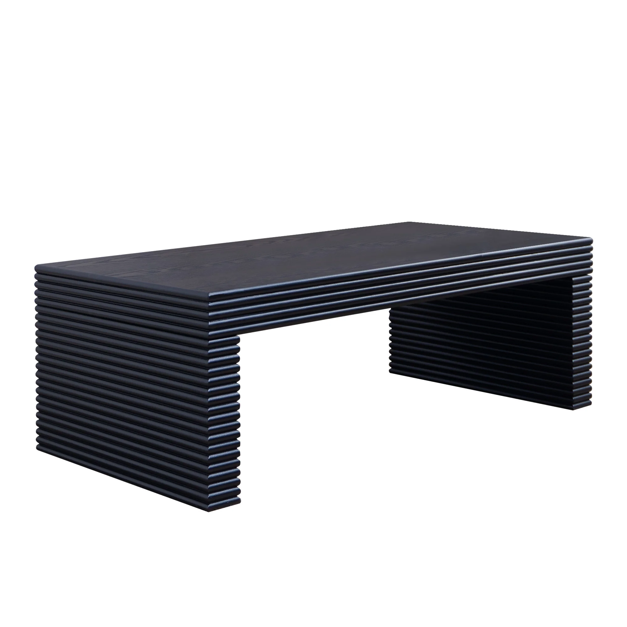 Modern Black Ribbed Coffee Table