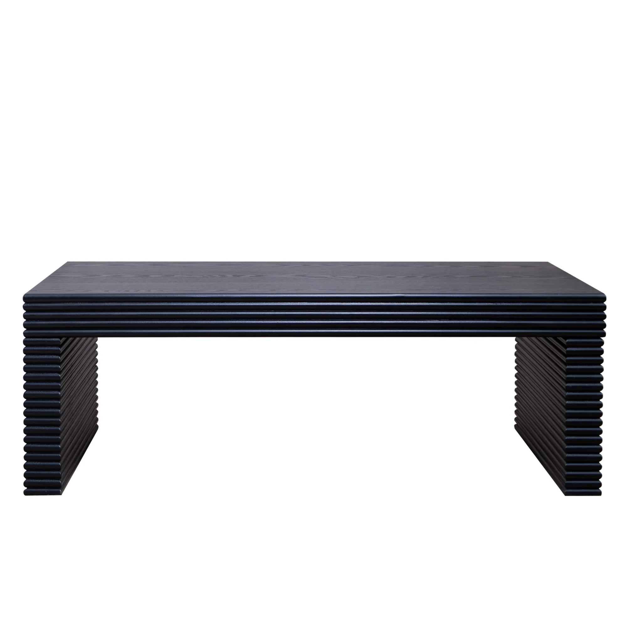 Modern Black Ribbed Coffee Table - Image 4