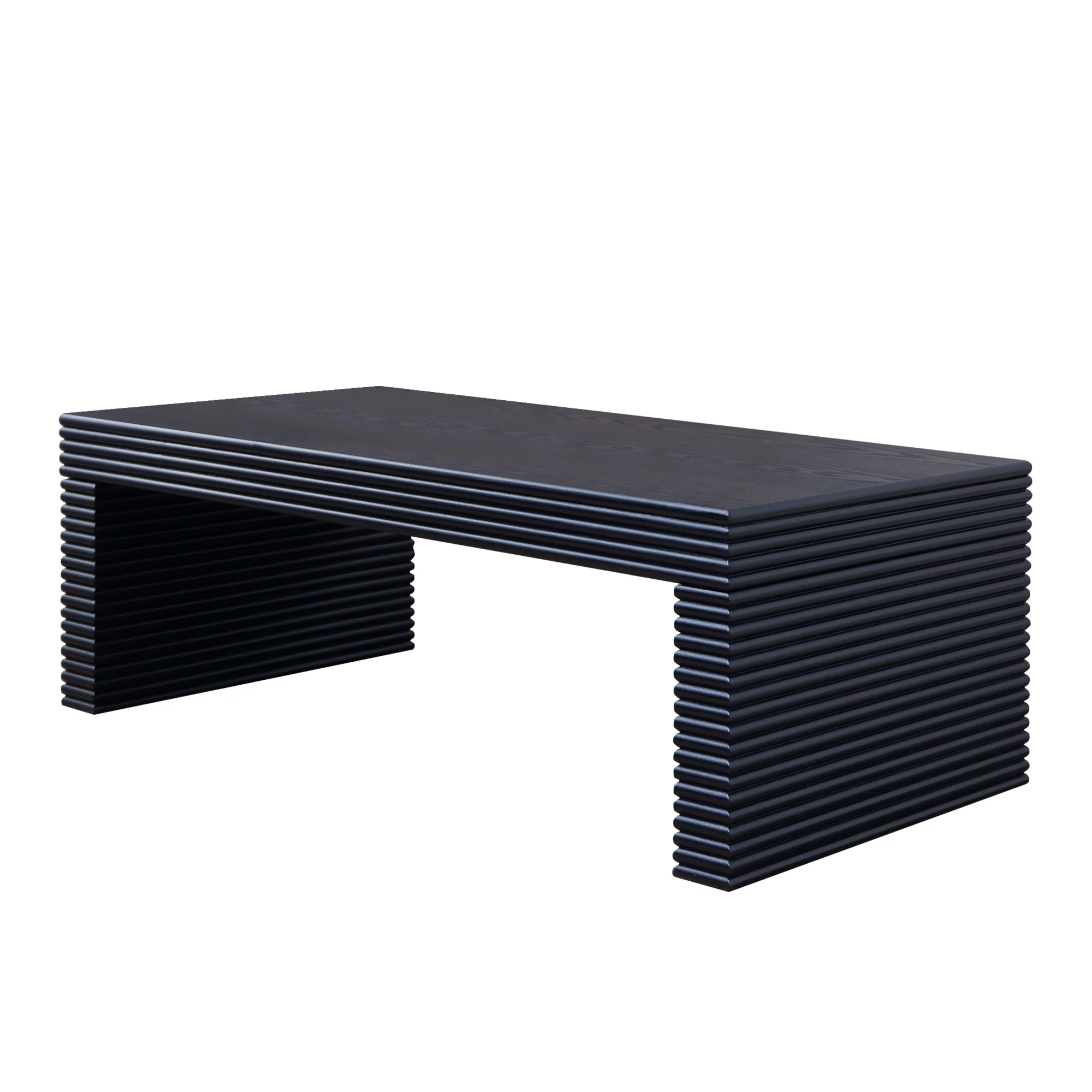 Modern Black Ribbed Coffee Table - Image 5
