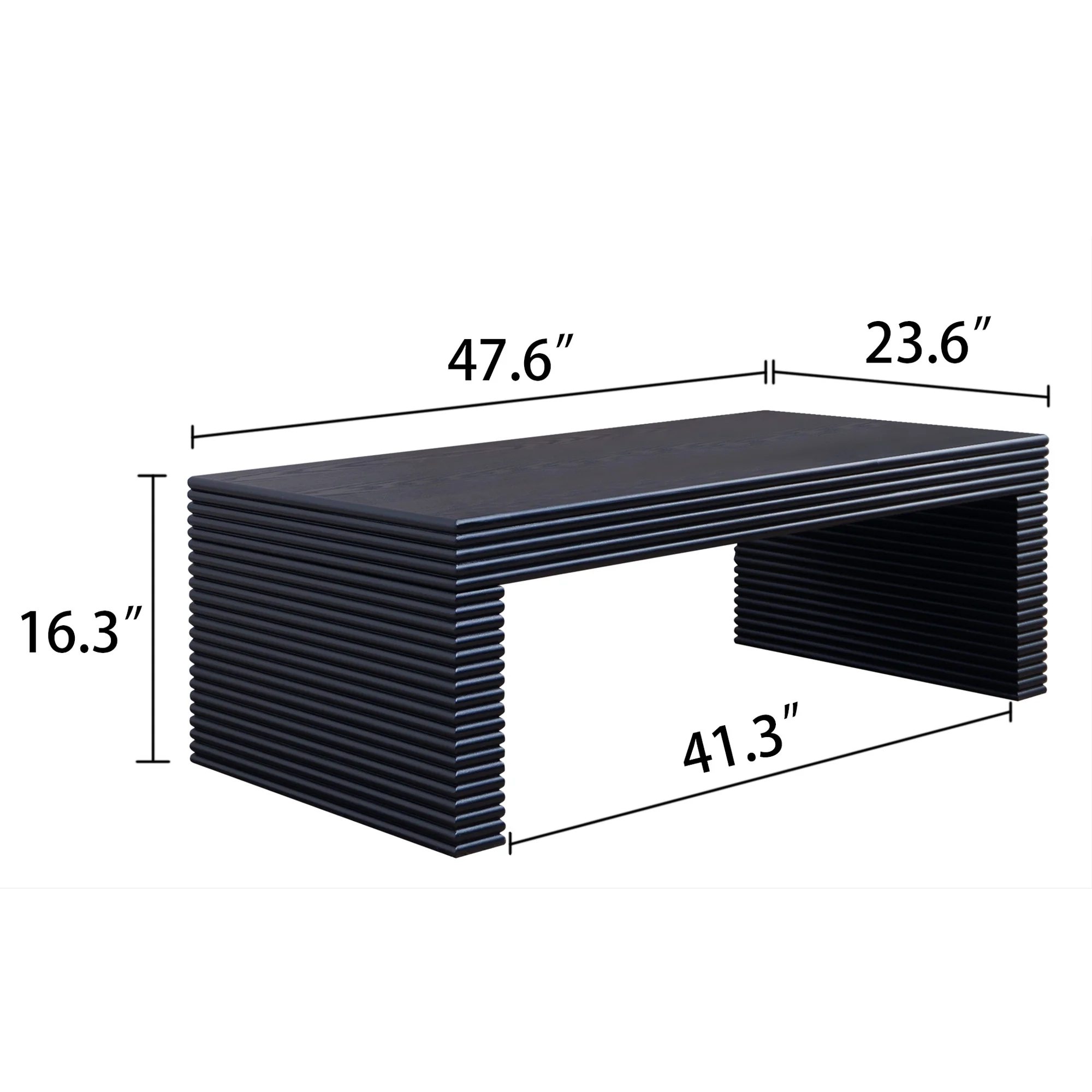 Modern Black Ribbed Coffee Table - Image 6