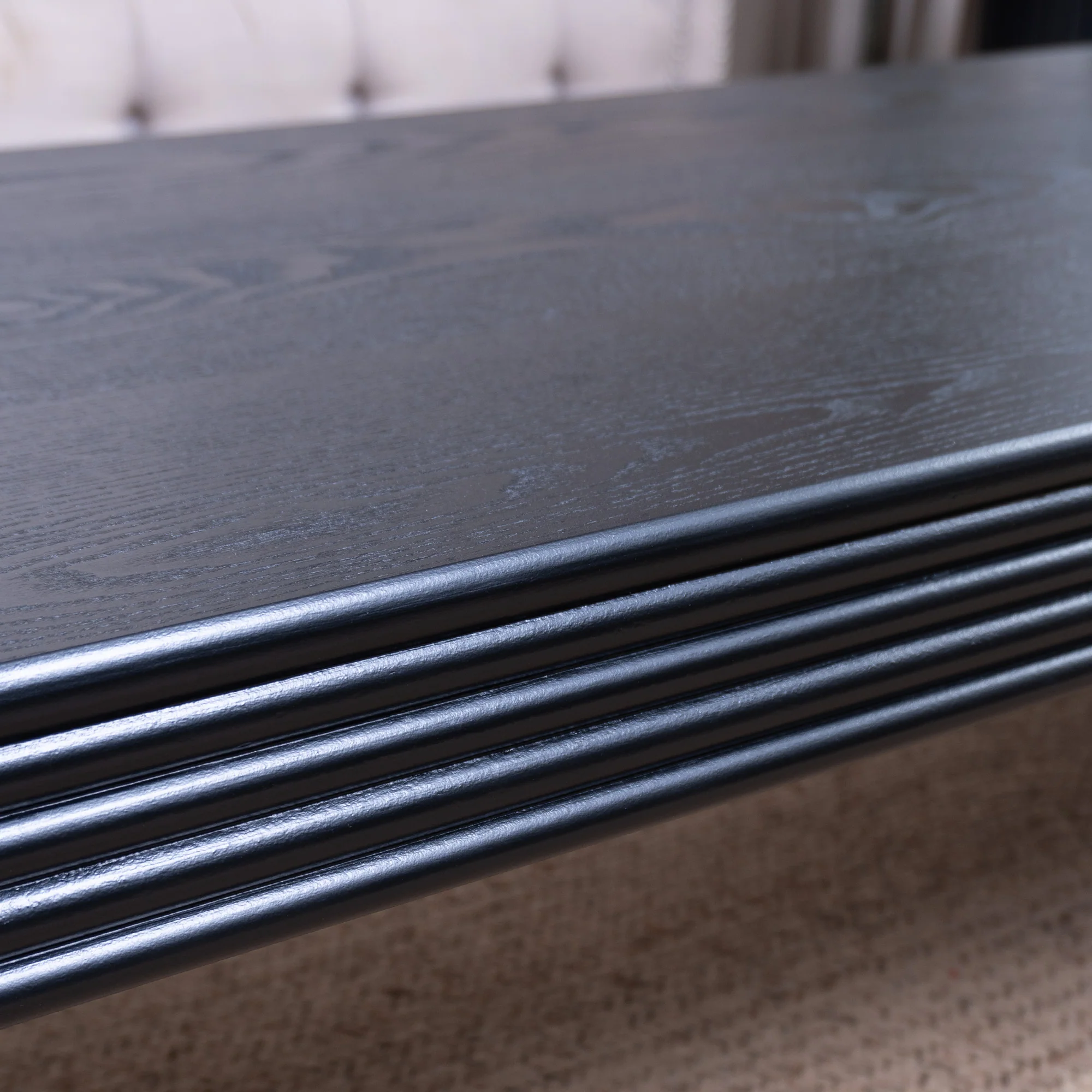 Modern Black Ribbed Coffee Table - Image 9