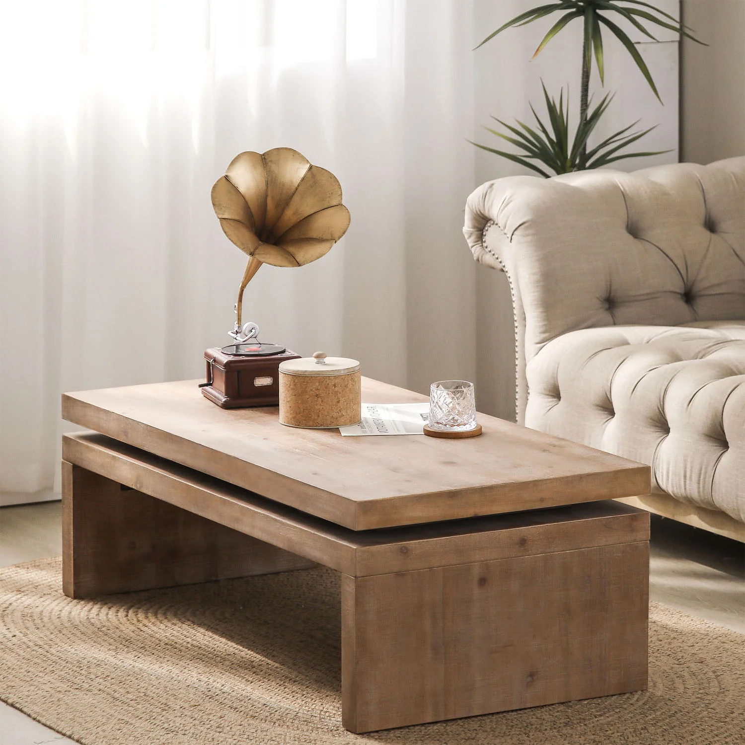 Modern Black Wood Coffee Table - Image 10