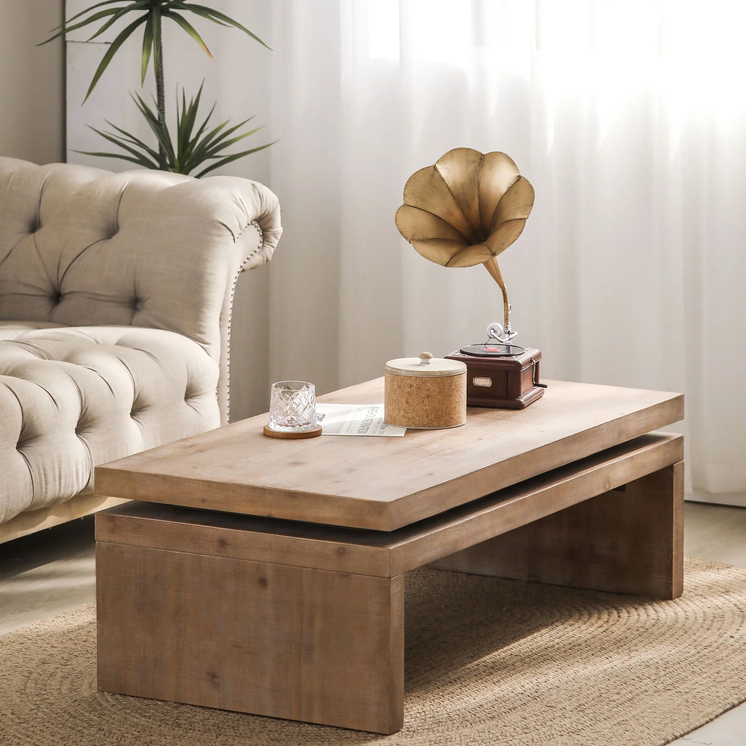 Modern Black Wood Coffee Table - Image 11