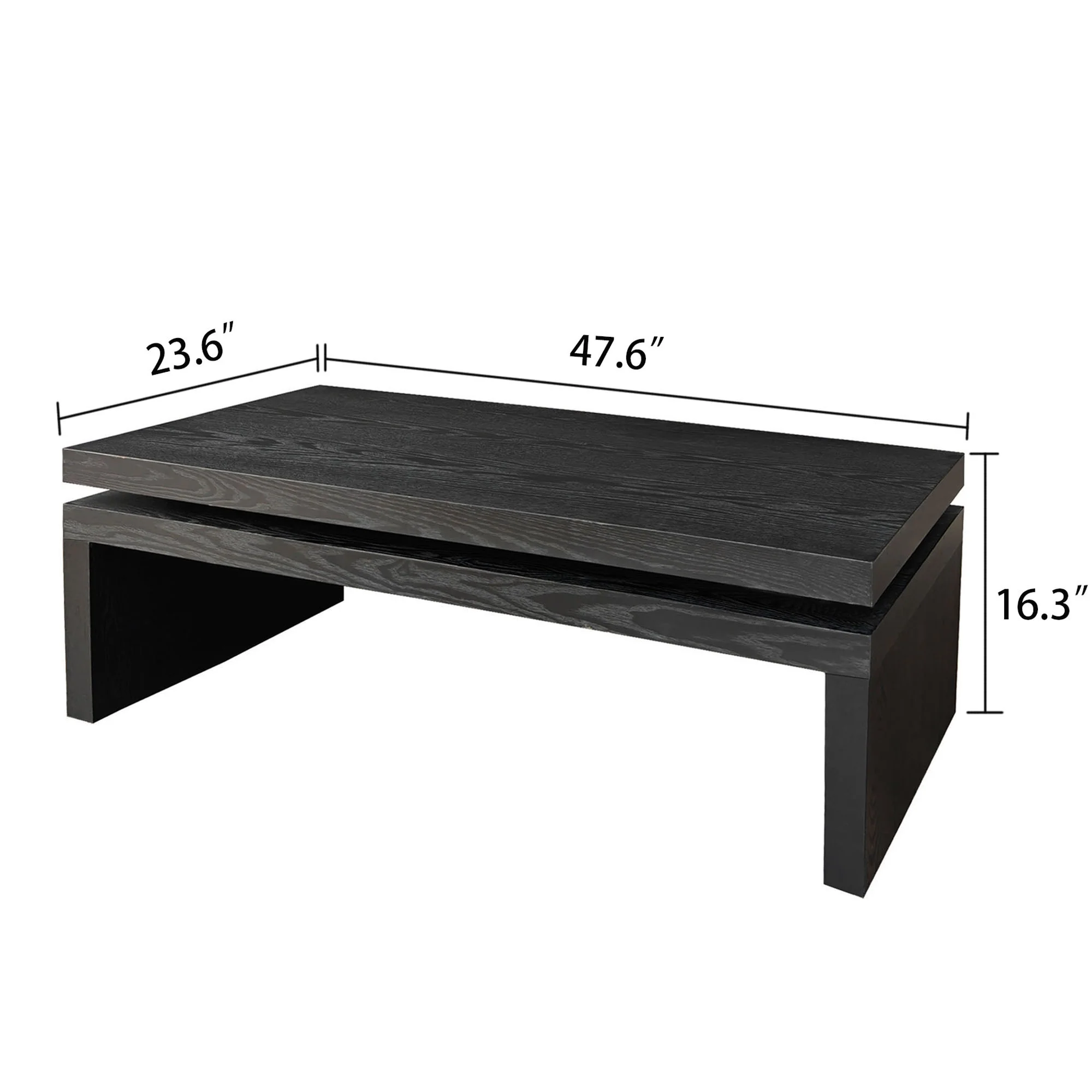Modern Black Wood Coffee Table - Image 6