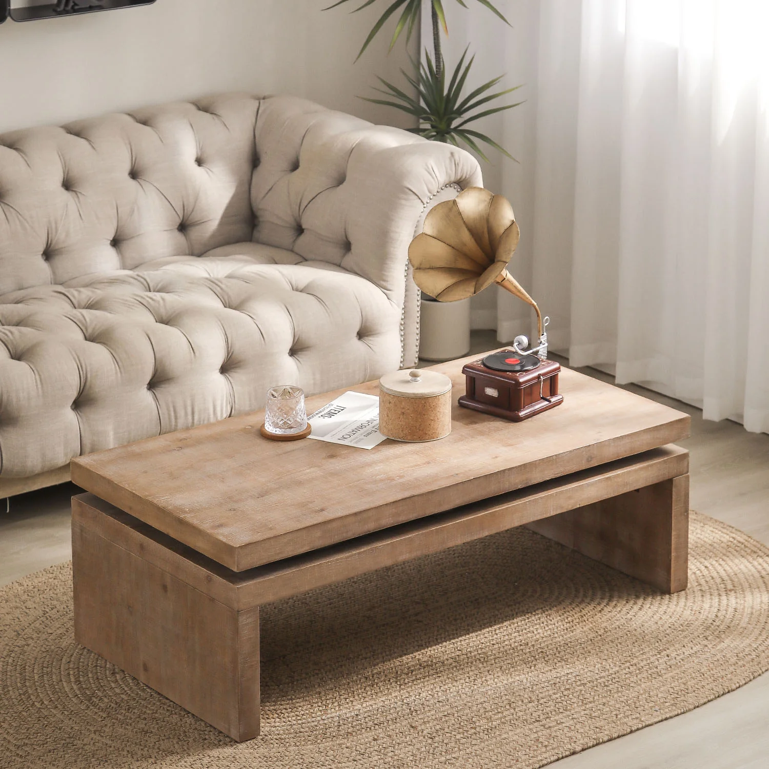 Modern Black Wood Coffee Table - Image 9