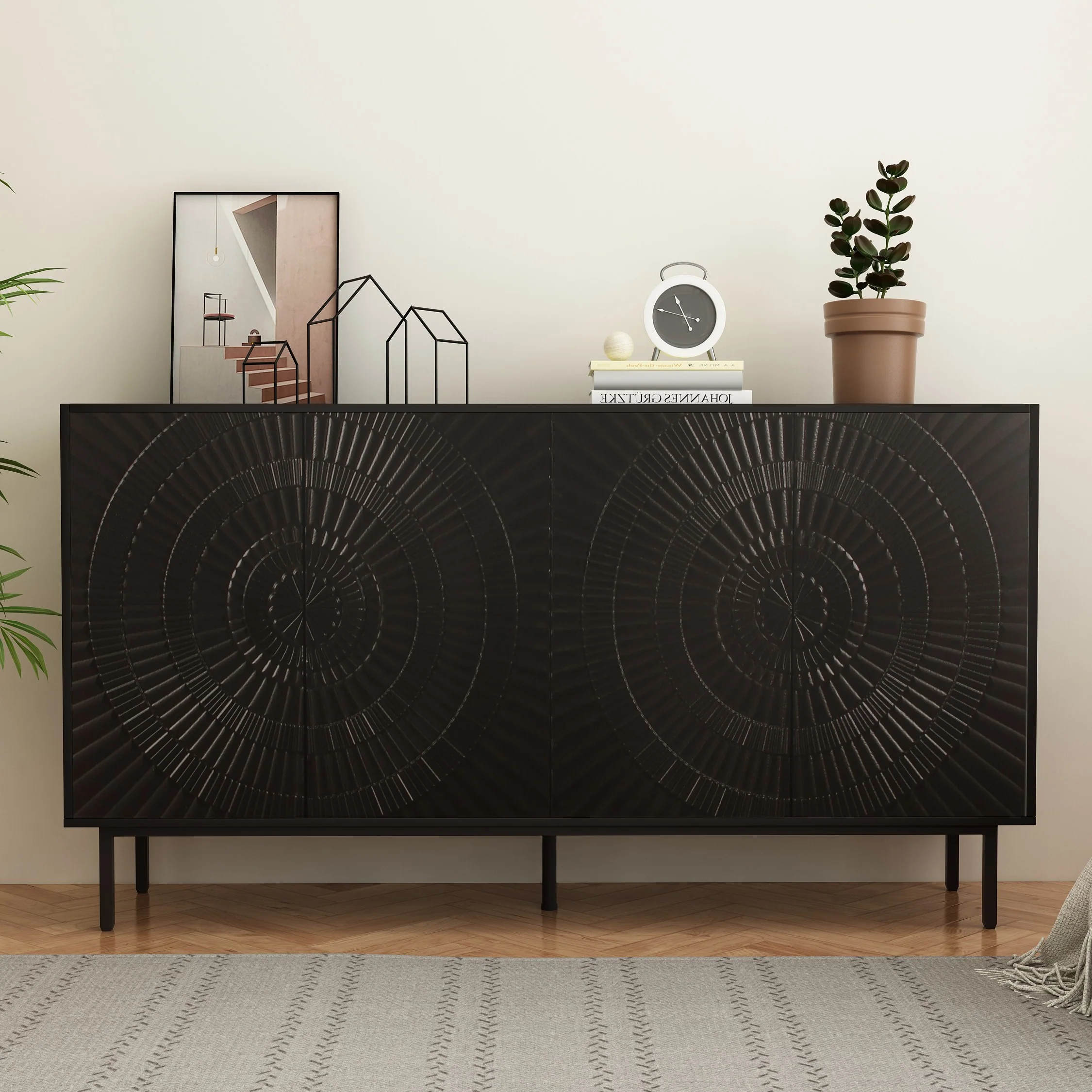 Modern Black Wood Sideboard - Image 5