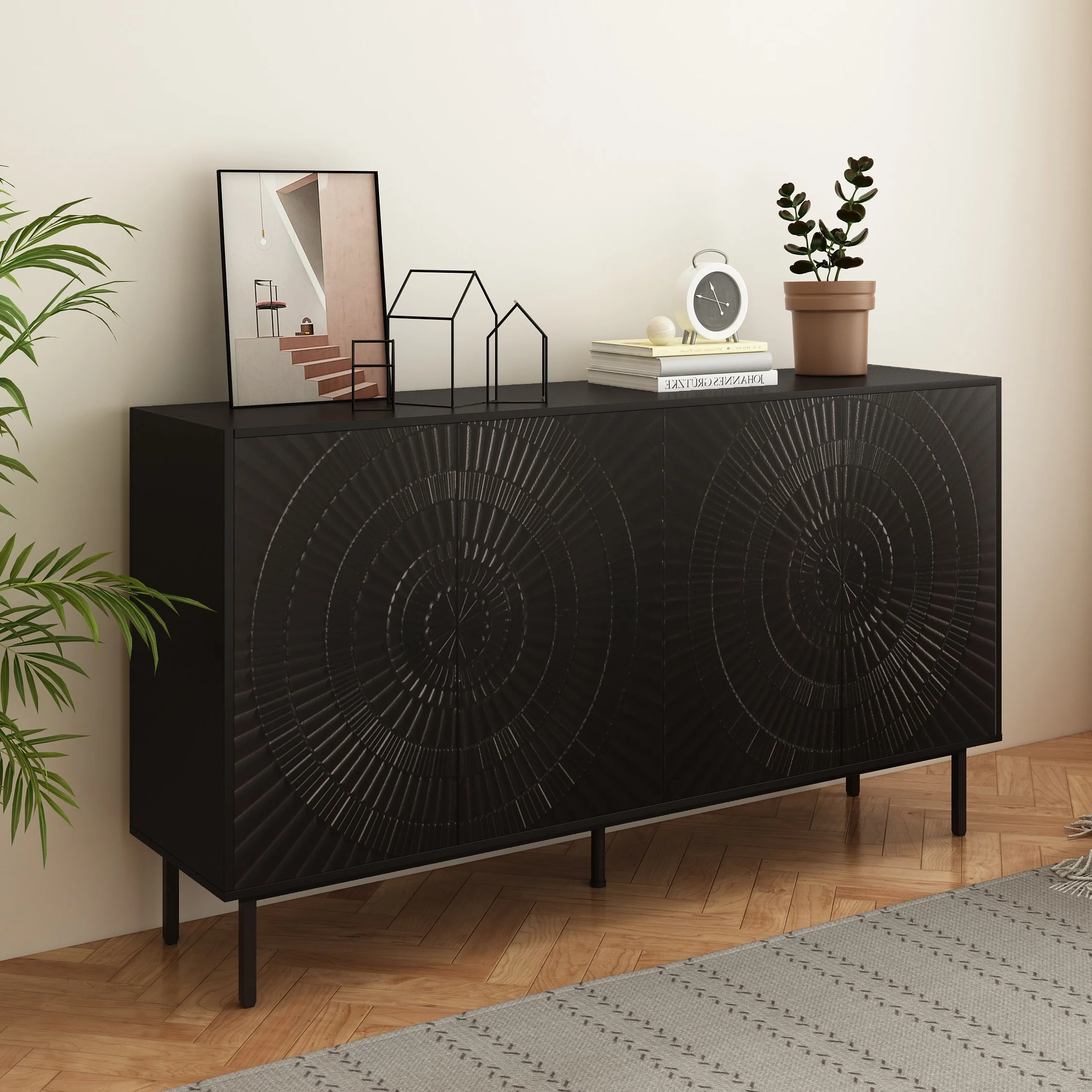 Modern Black Wood Sideboard - Image 6