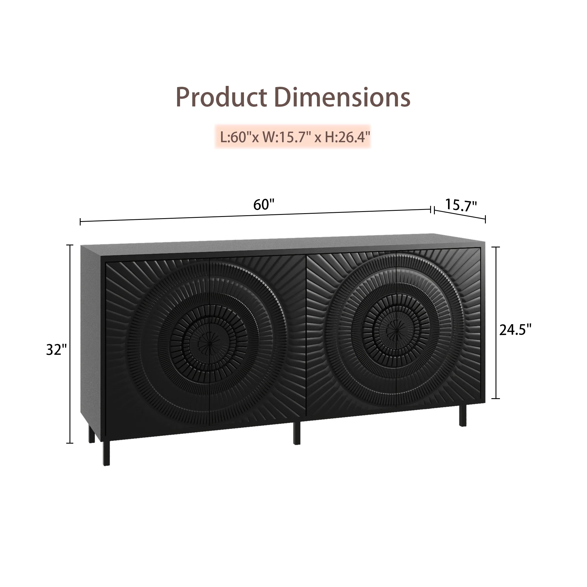Modern Black Wood Sideboard - Image 8