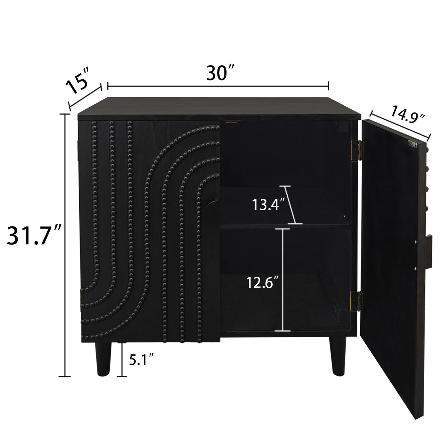 Modern Black Wood Storage Cabinet - Image 7