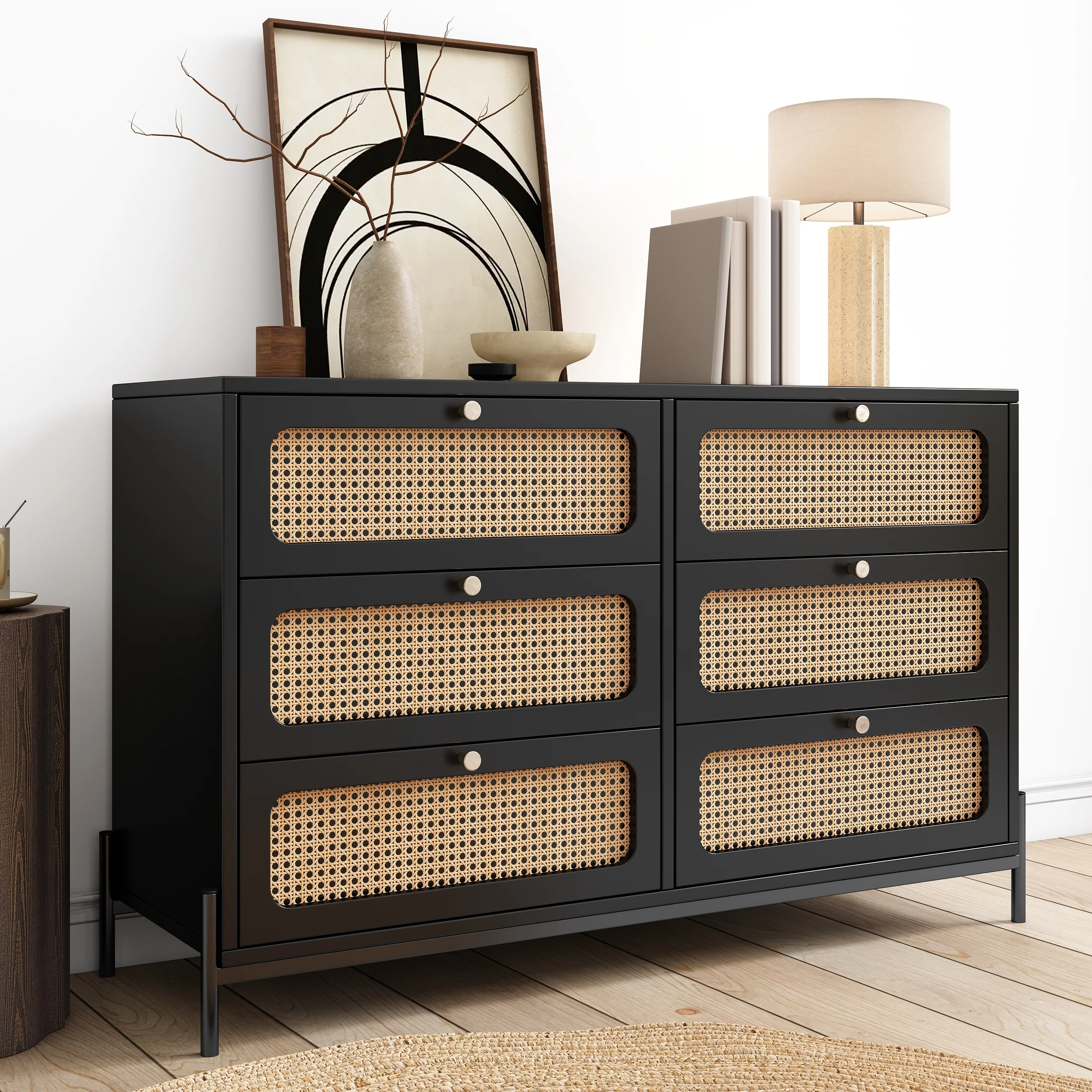 Modern Cannage Rattan Storage Cabinet - Image 3