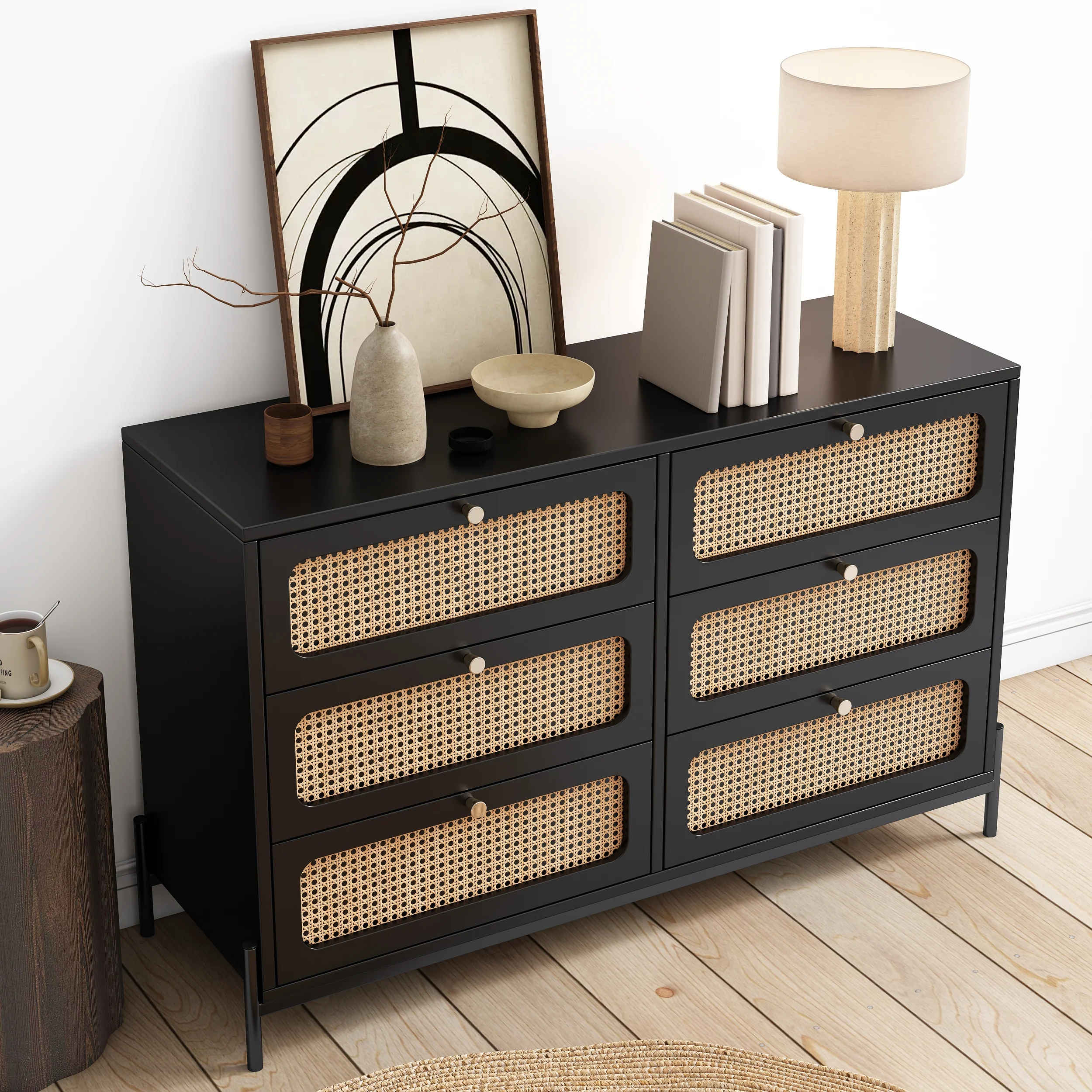 Modern Cannage Rattan Storage Cabinet - Image 4