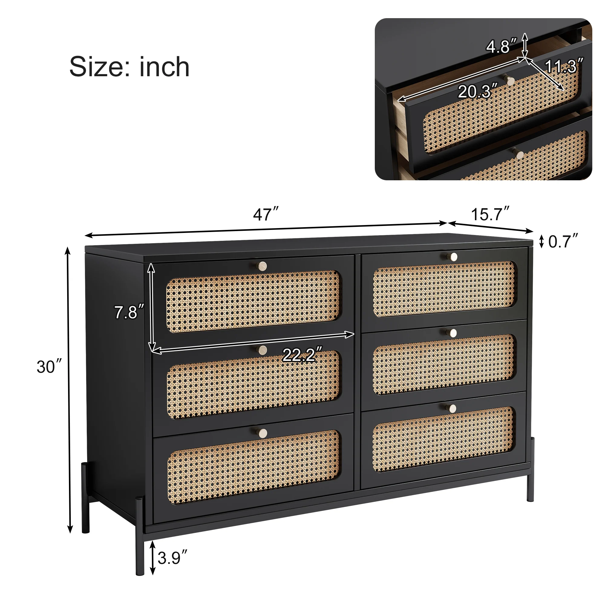 Modern Cannage Rattan Storage Cabinet - Image 5