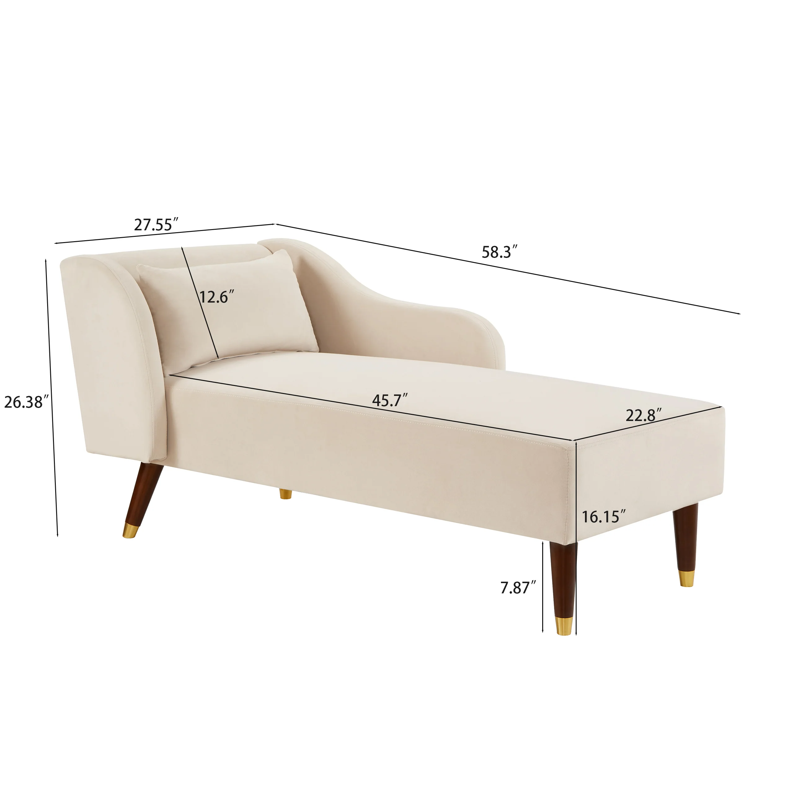 Modern Velvet Upholstered Chaise Lounge Chair - Image 11