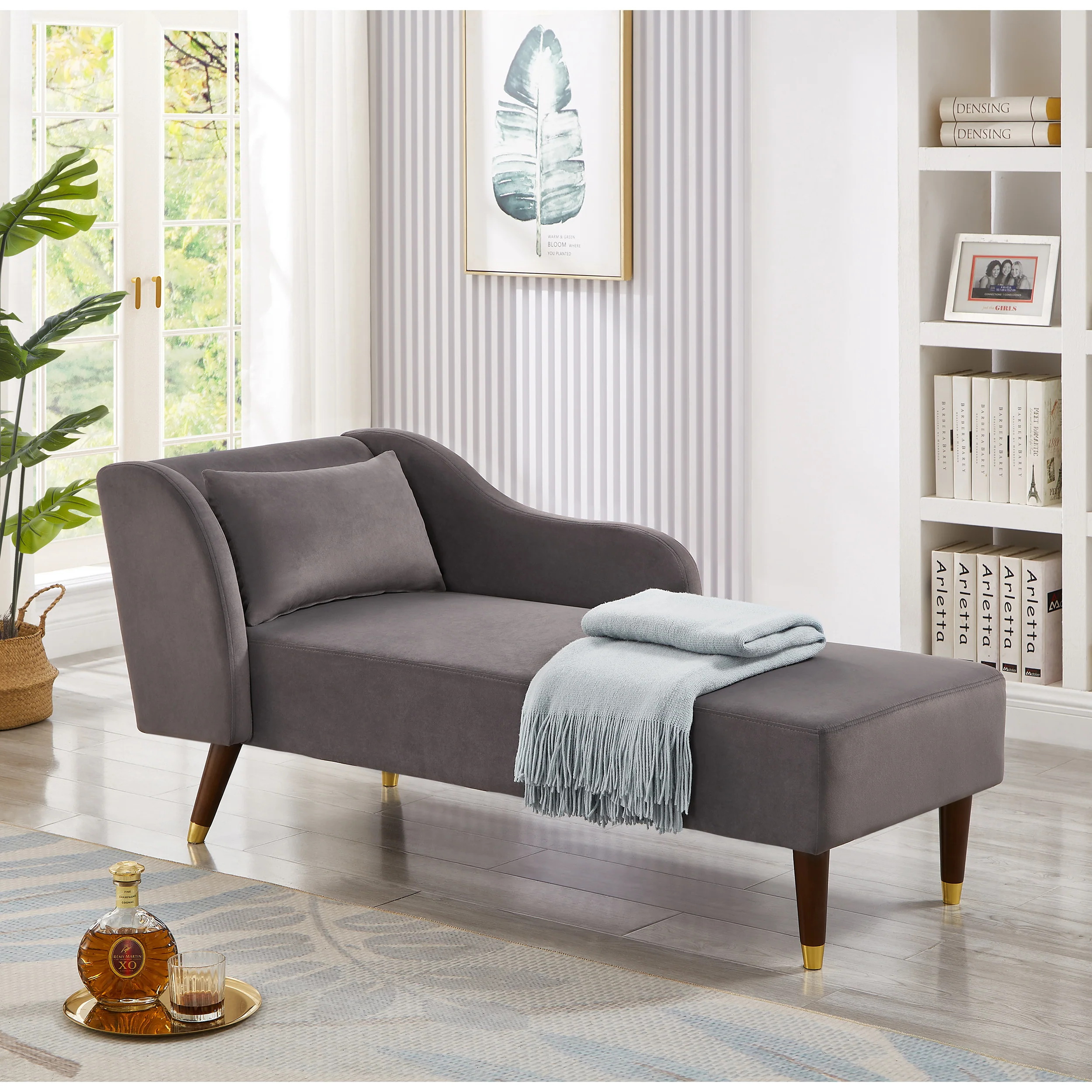 Modern Velvet Upholstered Chaise Lounge Chair - Image 12
