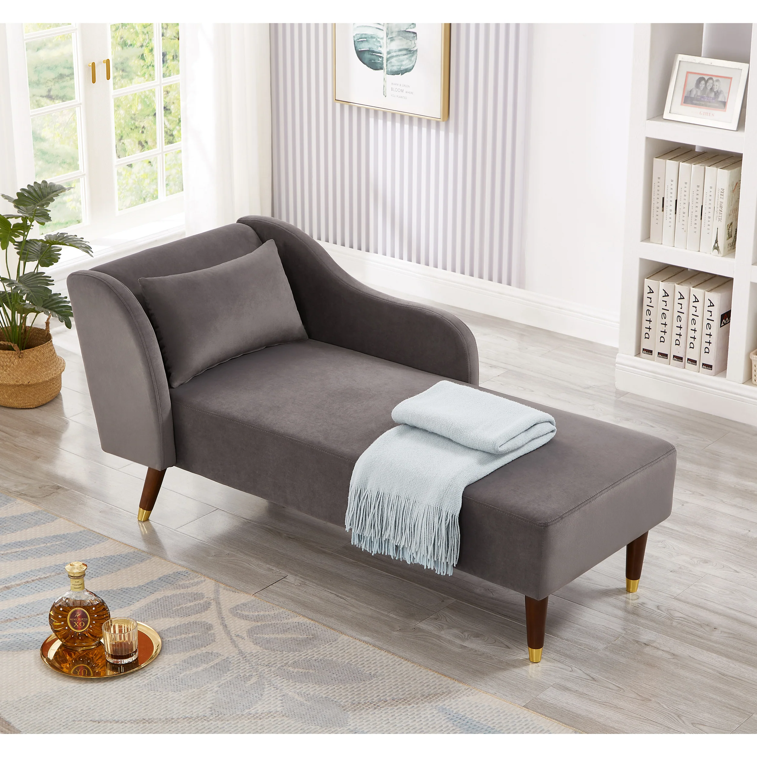 Modern Velvet Upholstered Chaise Lounge Chair - Image 13