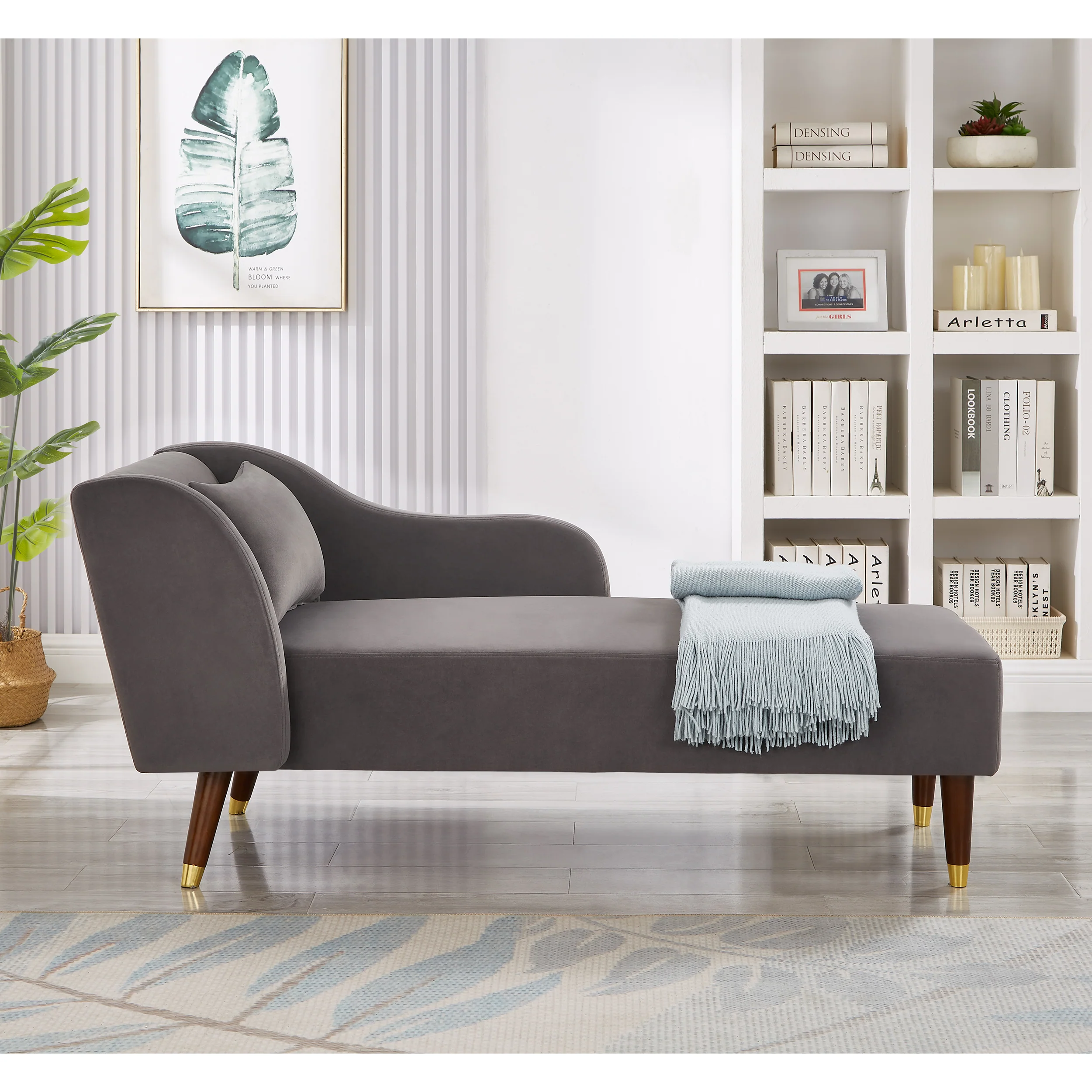 Modern Velvet Upholstered Chaise Lounge Chair - Image 14
