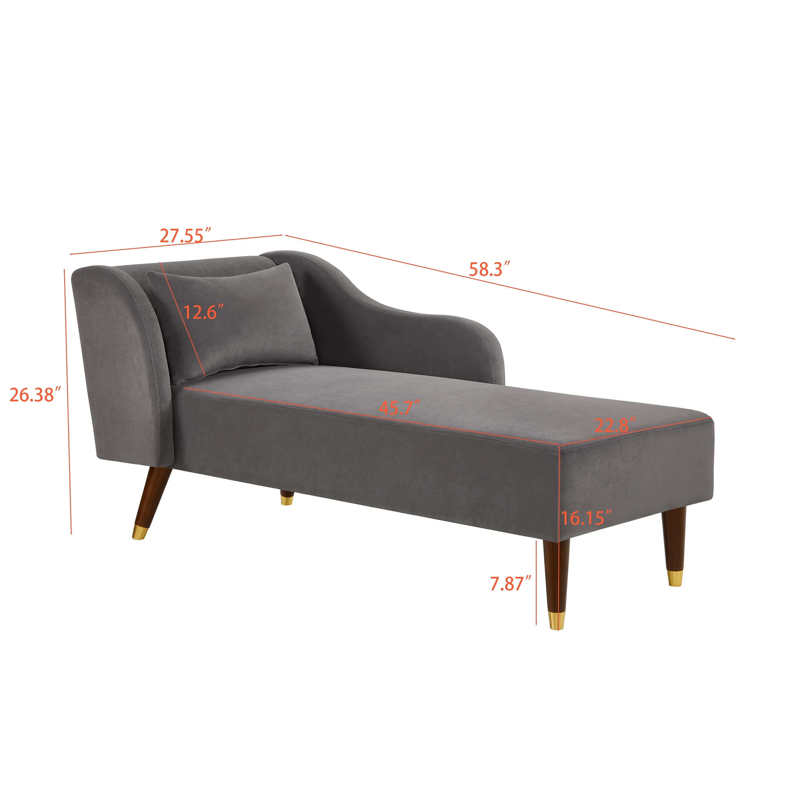 Modern Velvet Upholstered Chaise Lounge Chair - Image 20