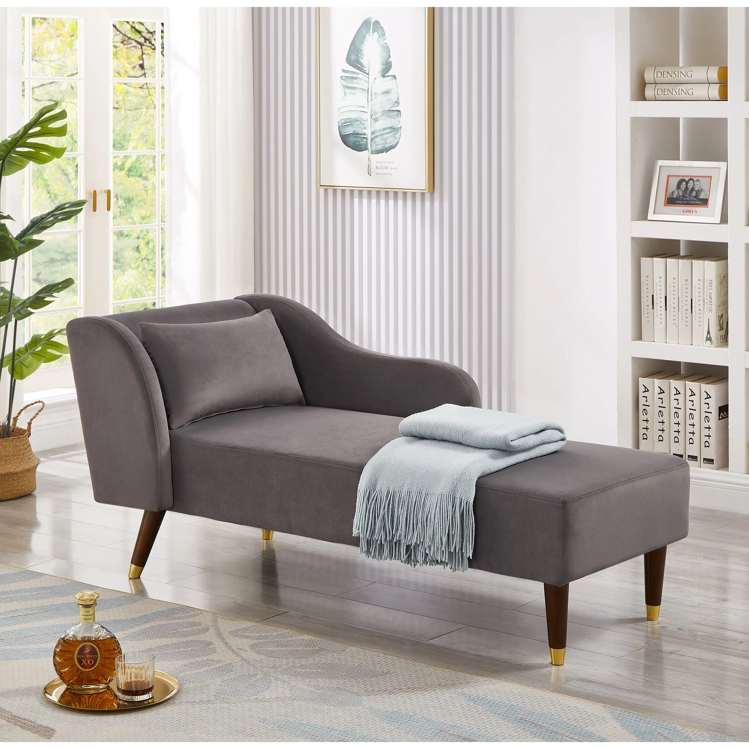Modern Velvet Upholstered Chaise Lounge Chair - Image 3