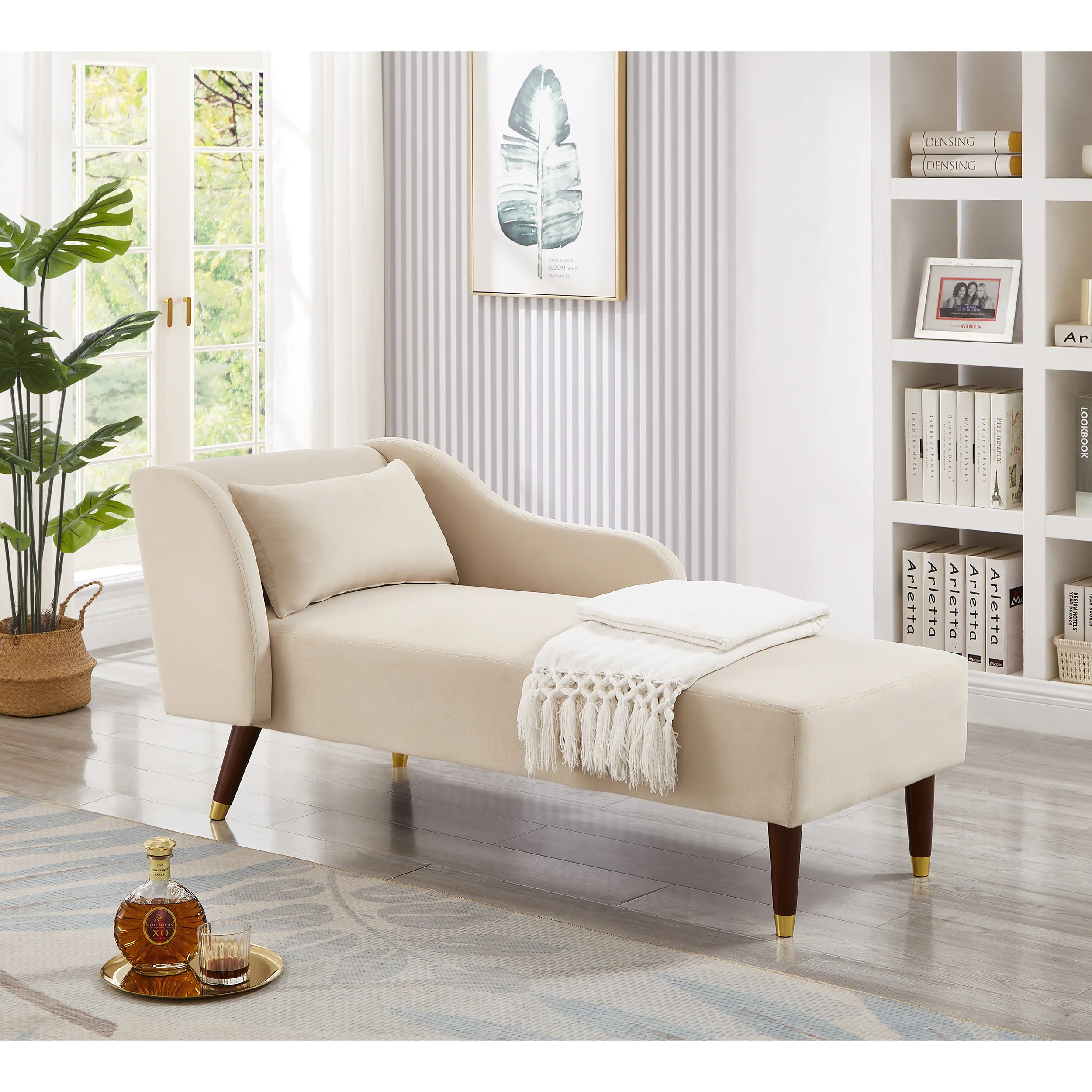 Modern Velvet Upholstered Chaise Lounge Chair - Image 4