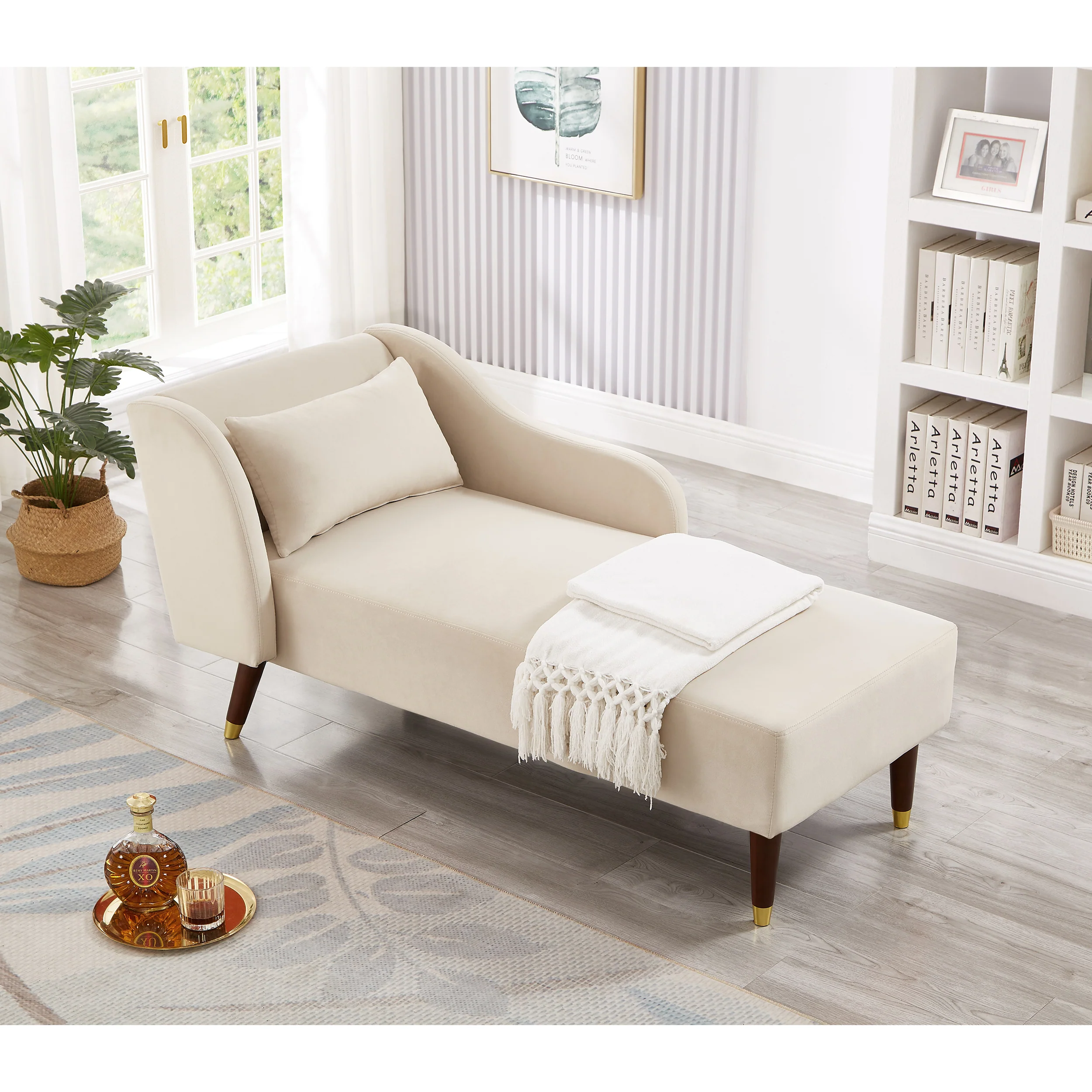 Modern Velvet Upholstered Chaise Lounge Chair - Image 5