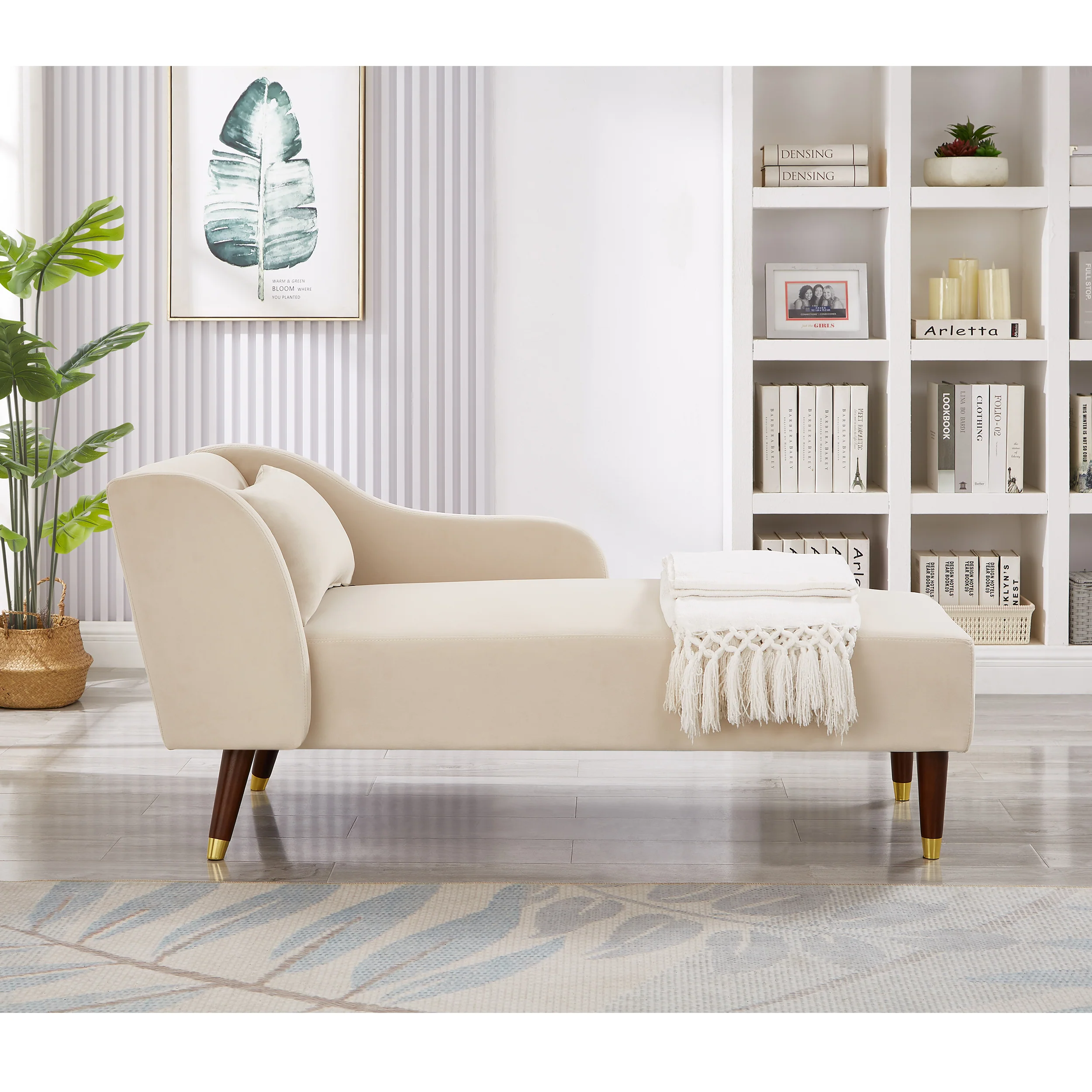Modern Velvet Upholstered Chaise Lounge Chair - Image 6