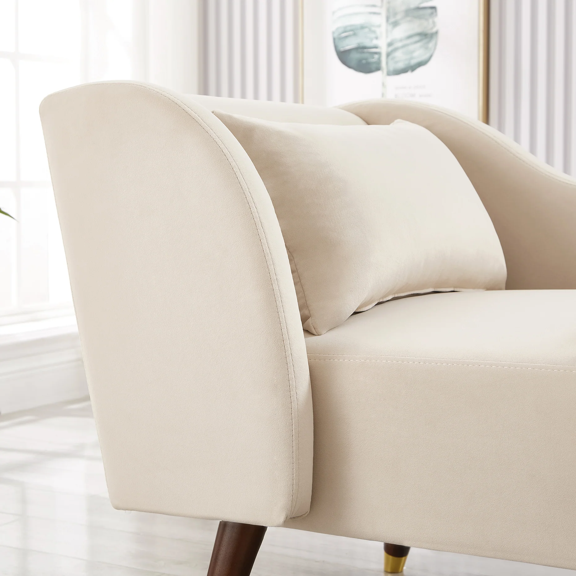 Modern Velvet Upholstered Chaise Lounge Chair - Image 7
