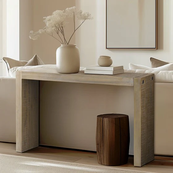 Solid Wood Waterfall Console Table