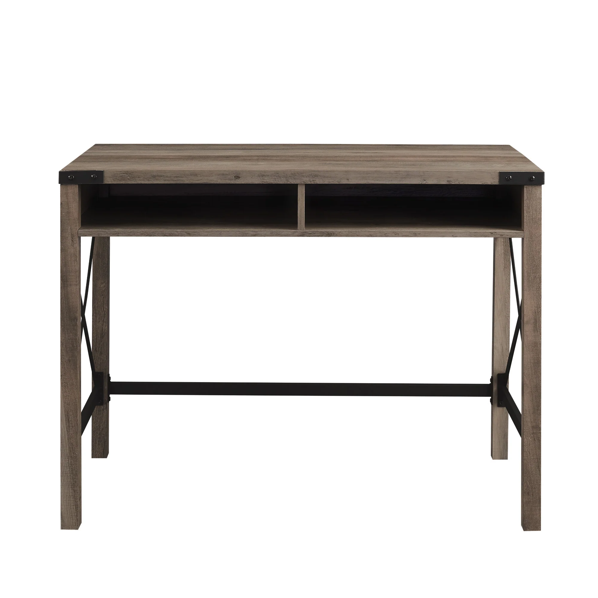 Modern Farmhouse Metal-X Desk with Open Cubbies - Image 3