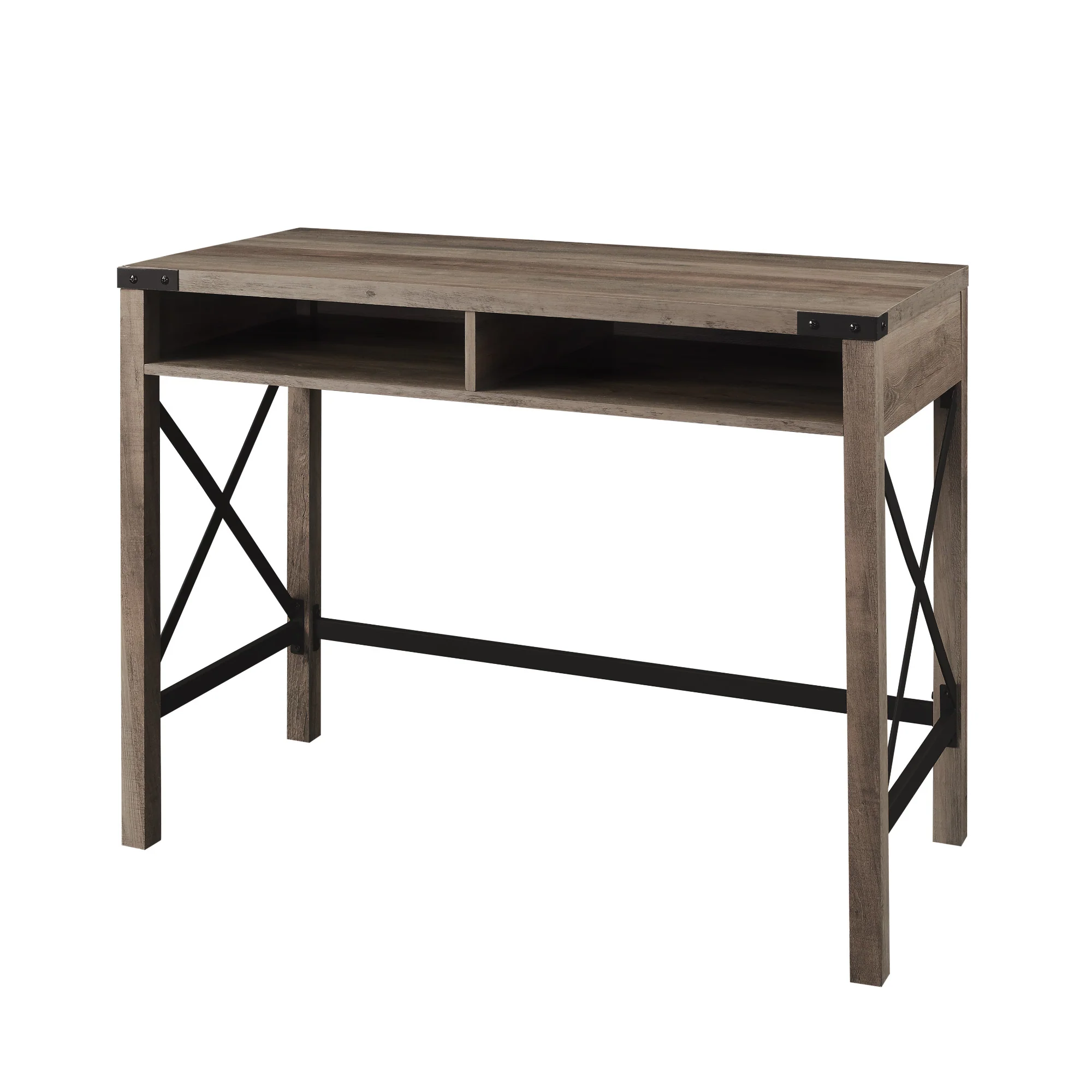 Modern Farmhouse Metal-X Desk with Open Cubbies - Image 4