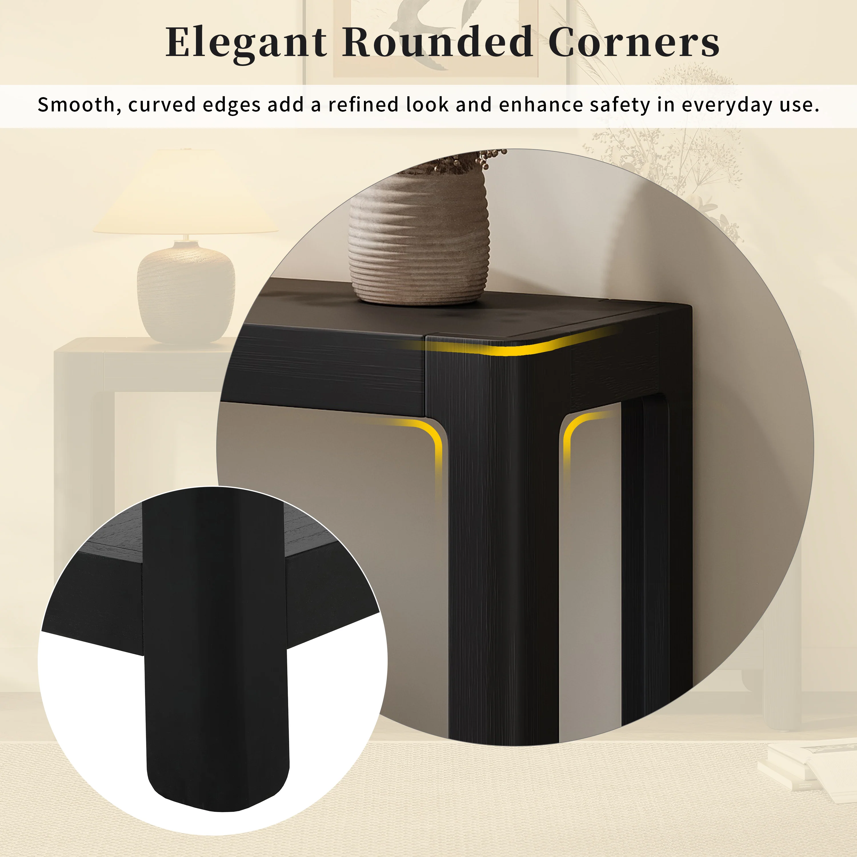 Modern Farmhouse Minimalist Rounded Console Table - Image 13