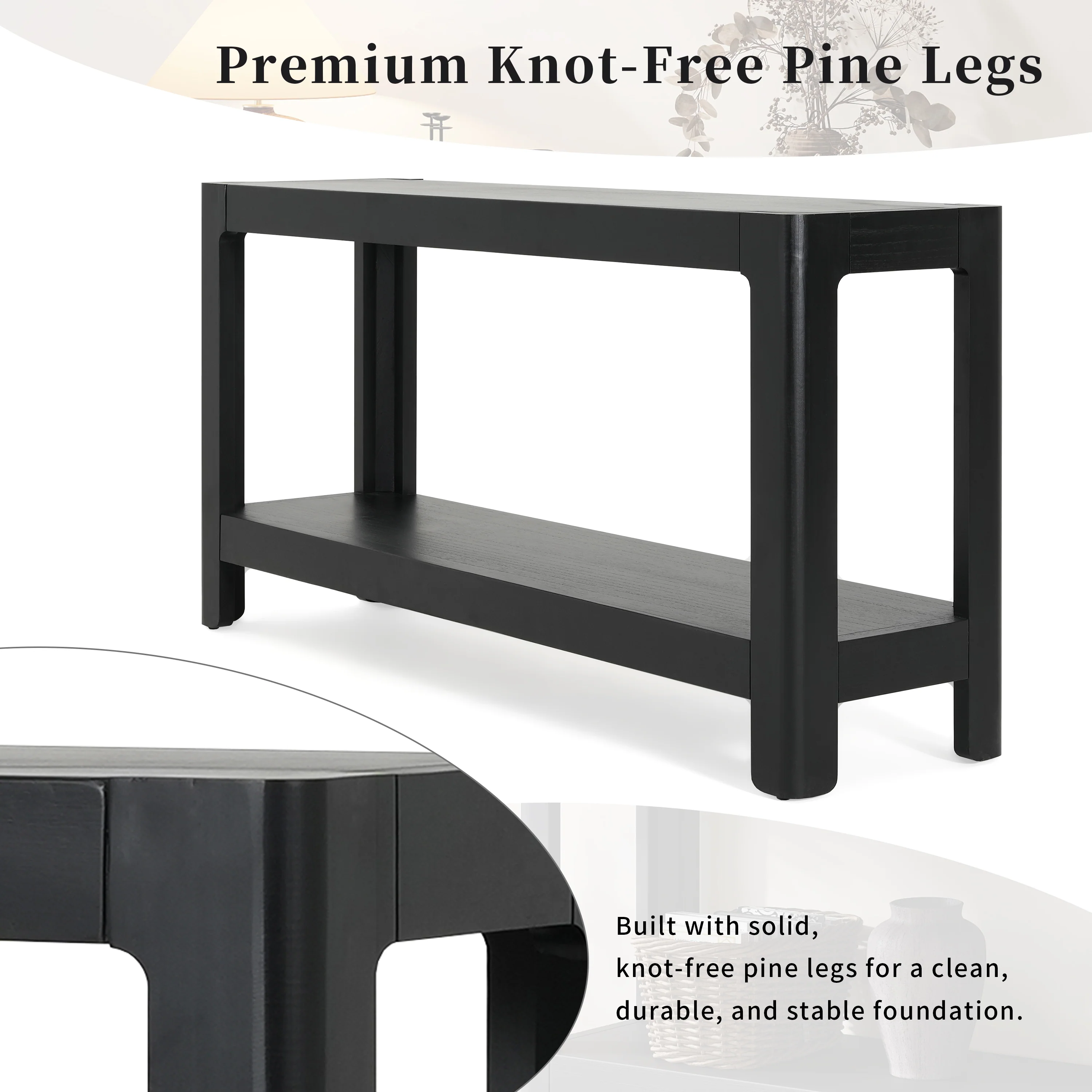 Modern Farmhouse Minimalist Rounded Console Table - Image 15