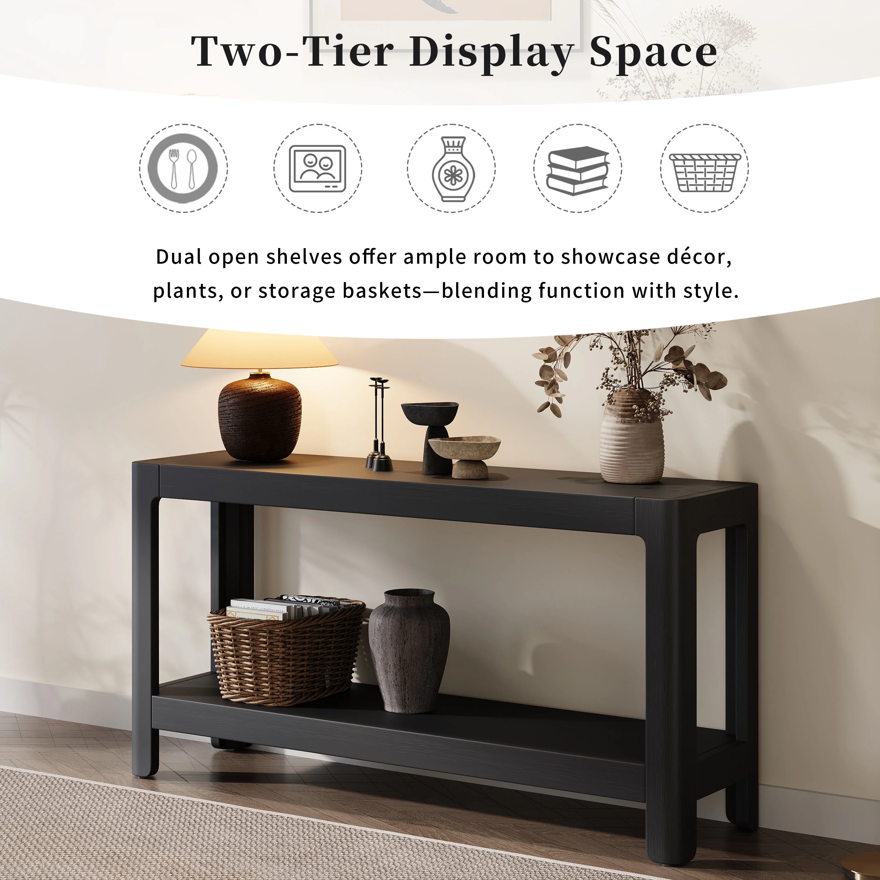 Modern Farmhouse Minimalist Rounded Console Table - Image 16