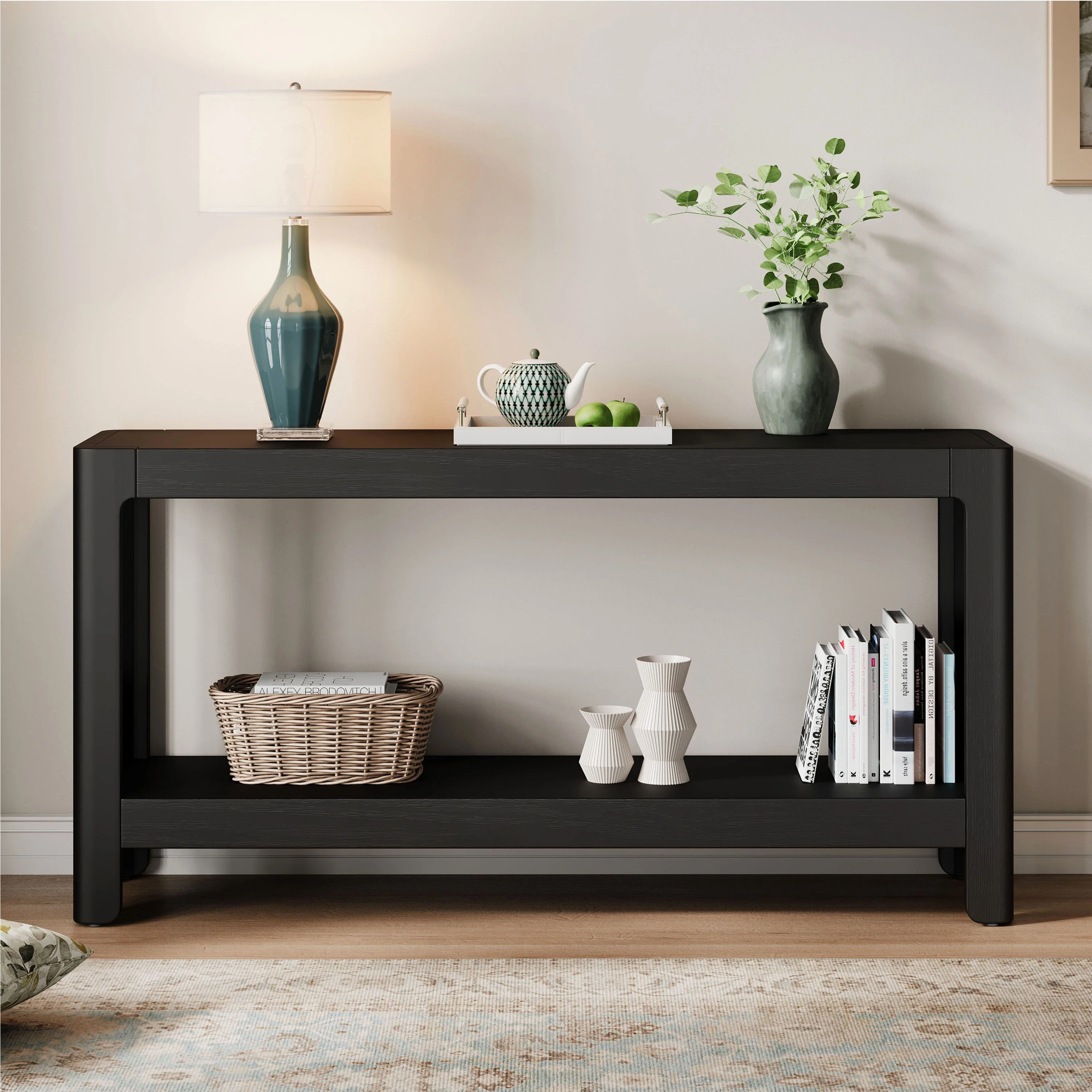 Modern Farmhouse Minimalist Rounded Console Table - Image 17