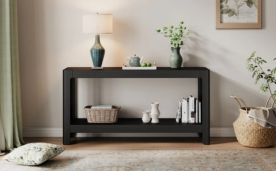 Modern Farmhouse Minimalist Rounded Console Table - Image 18