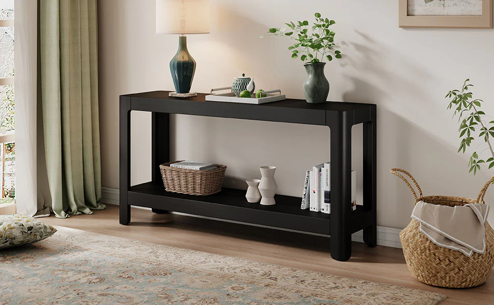 Modern Farmhouse Minimalist Rounded Console Table - Image 19