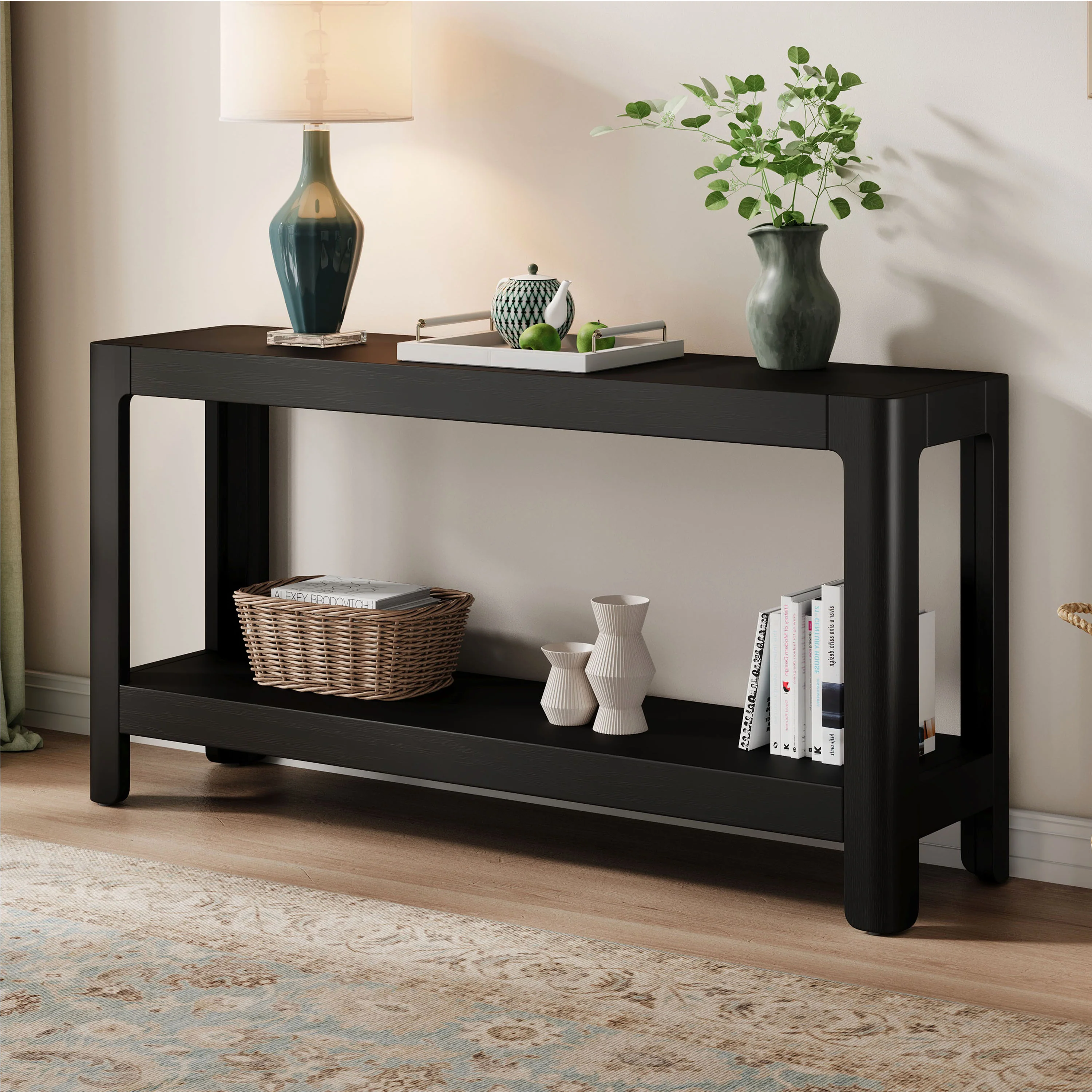 Modern Farmhouse Minimalist Rounded Console Table - Image 2