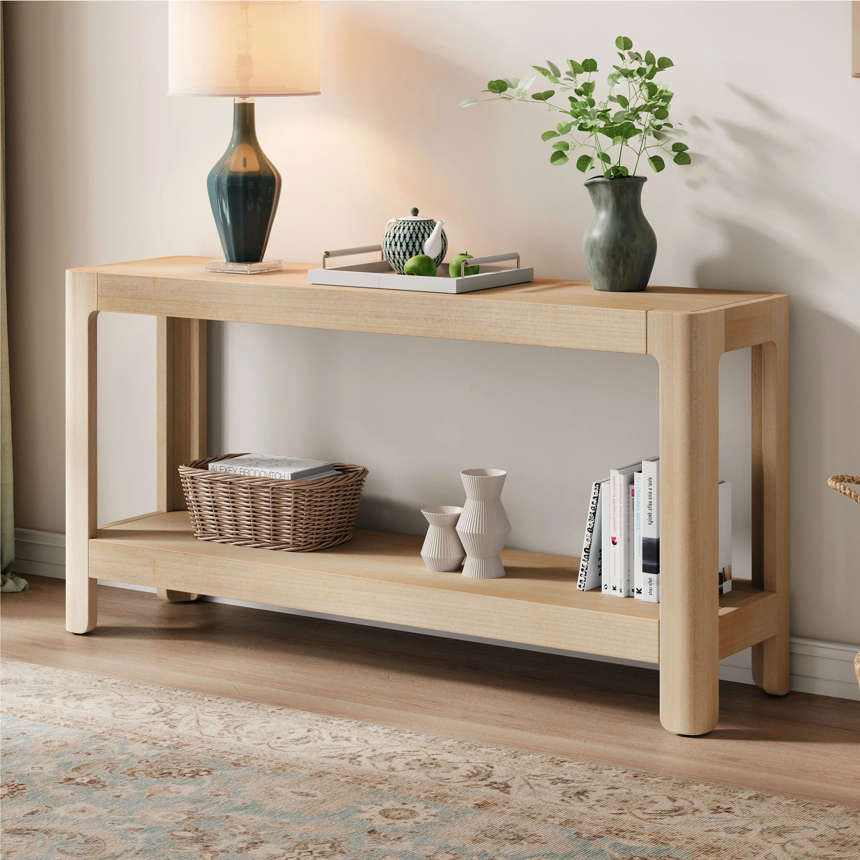 Modern Farmhouse Minimalist Rounded Console Table - Image 22