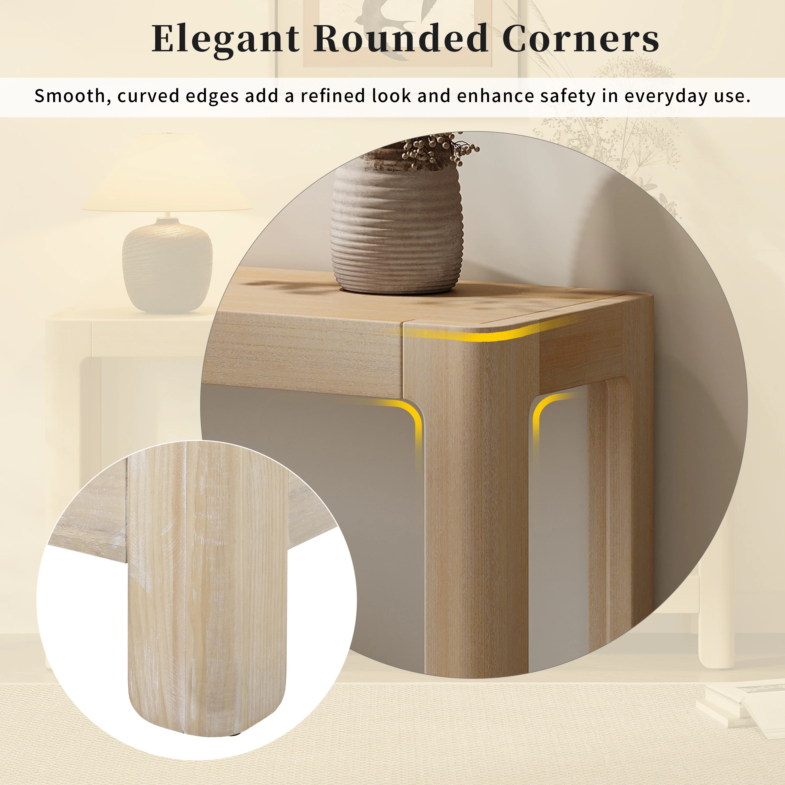 Modern Farmhouse Minimalist Rounded Console Table - Image 24